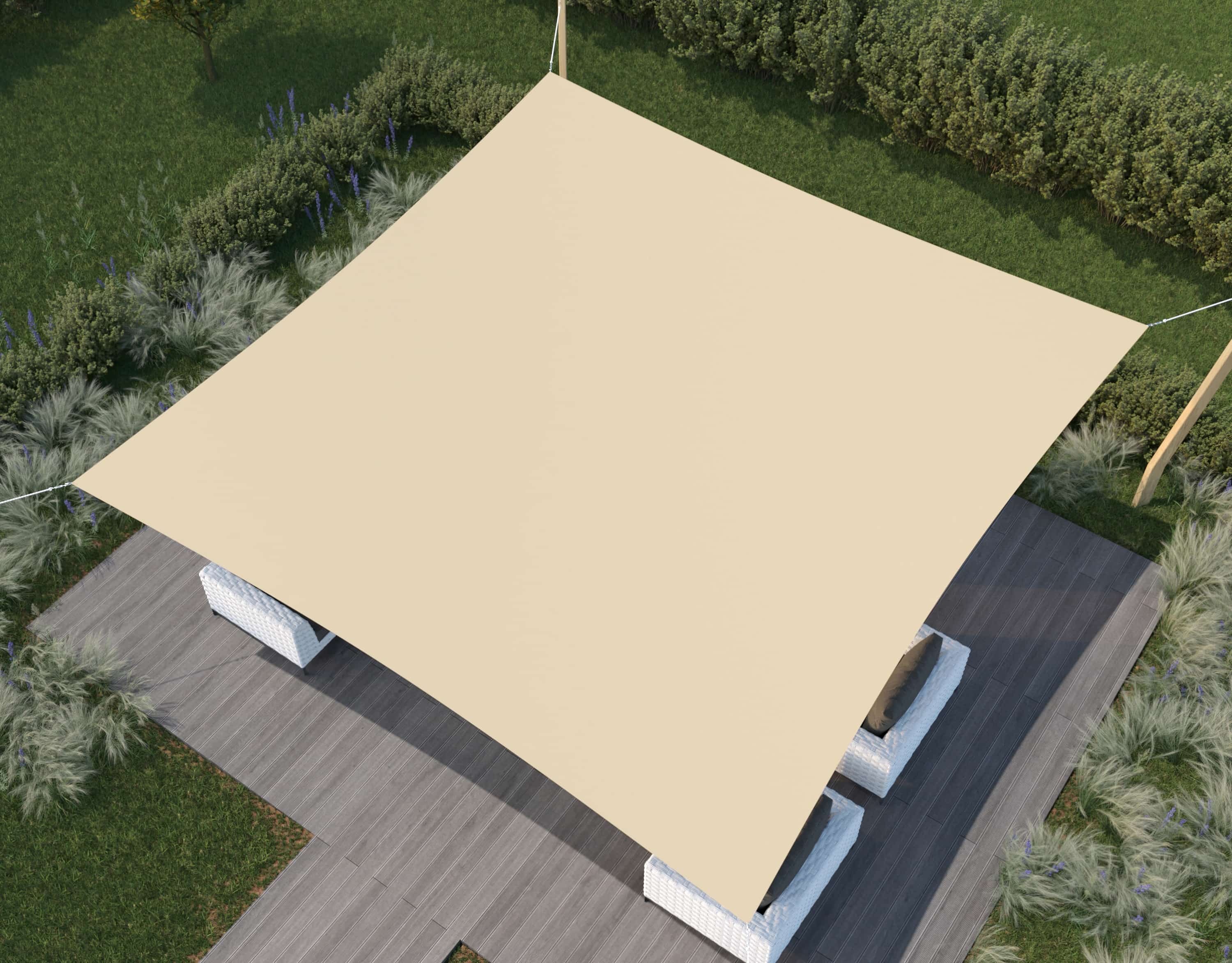 hanSe® Schaduwdoek Vierkant Waterdoorlatend 5x5 m Zonnedoek Creme