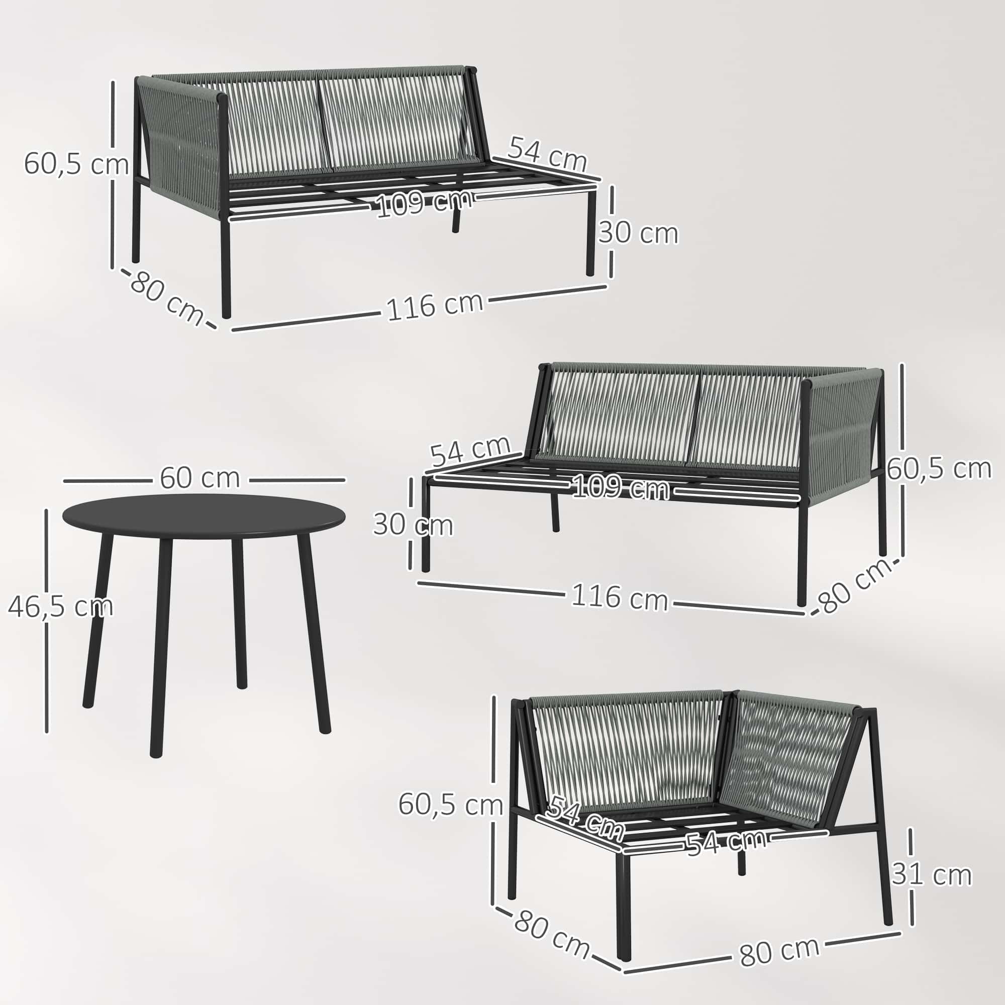 4goodz Tuinmeubelset voor 6 Personen Rattan Loungeset met Hoekbank met Tafel en Kussens