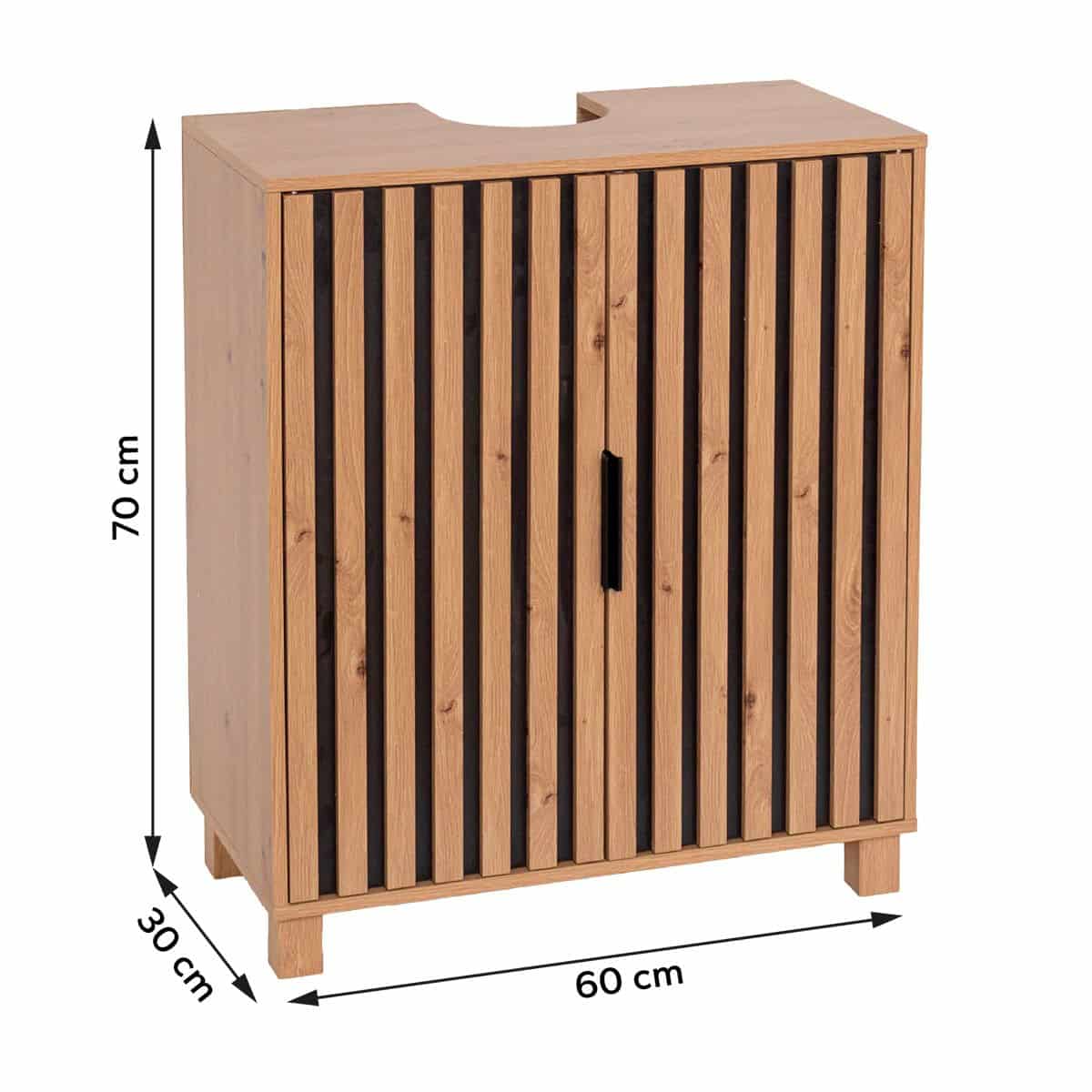 4bathroomz wastafelonderkast Parma Paneel design - 60x30x70cm - Bruin