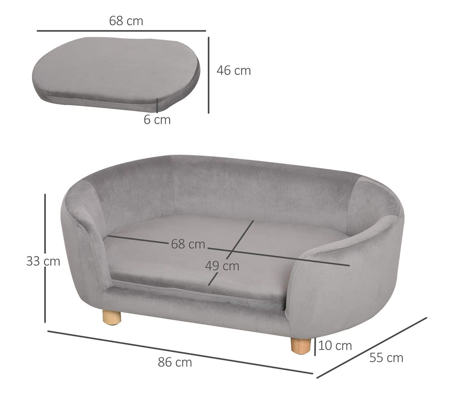 4goodz Katten- en Hondenbank met houten Poten 86x55x33 cm - Lichtgrijs 4goodz Katten- en Hondenbank met houten Poten 86x55x33 cm - Lichtgrijs