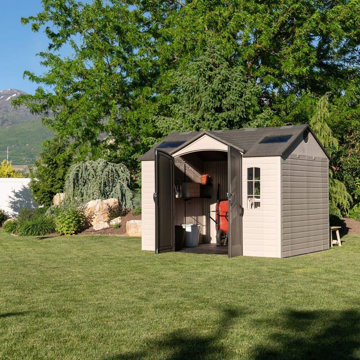 Lifetime® Kunststof gereedschapsschuur Sky - Lichtgrijs - 244x305x244cm