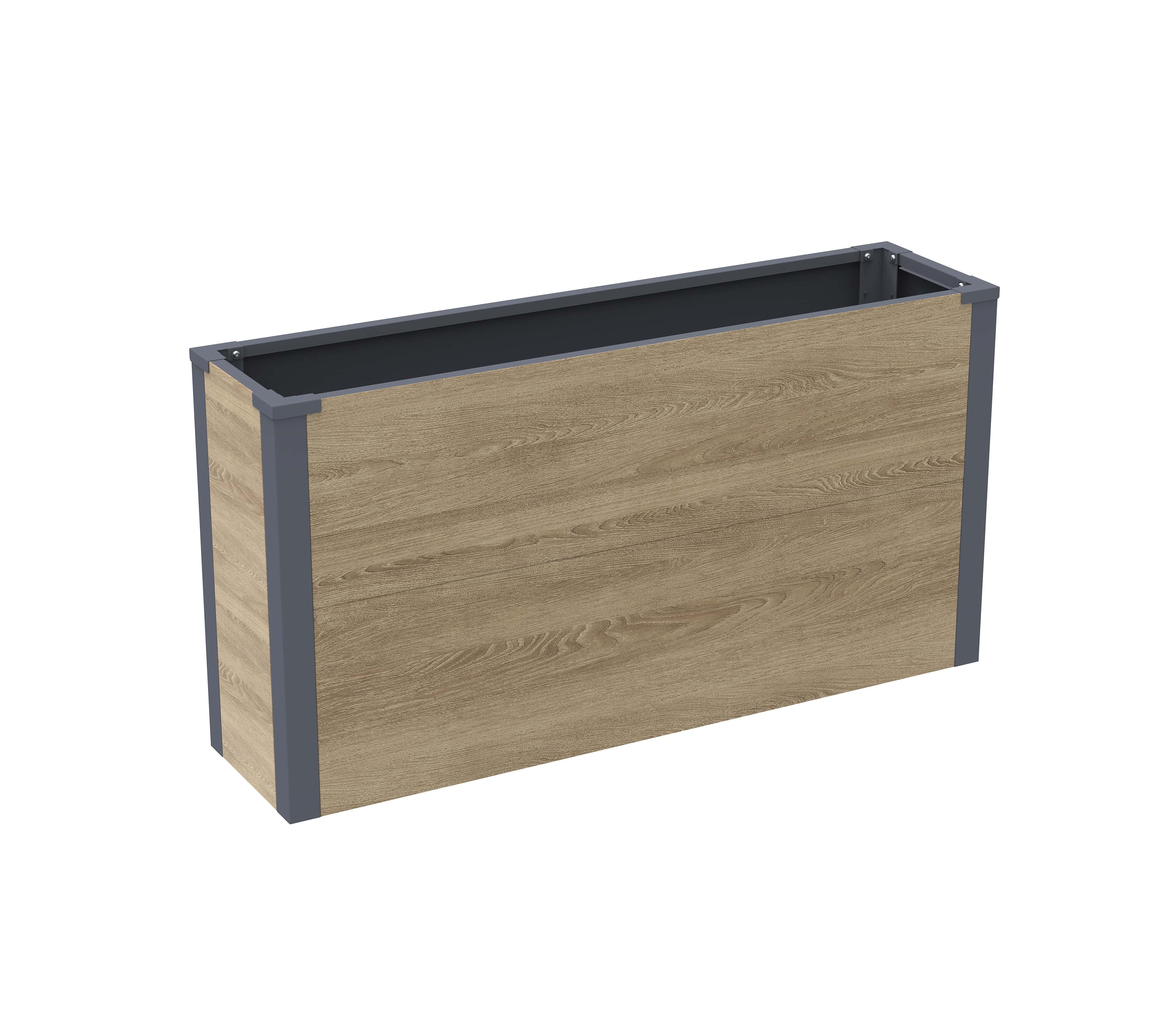 Westmann Talus L - Metalen Plantenbak met bodem 100x25x52 cm - Houtlook