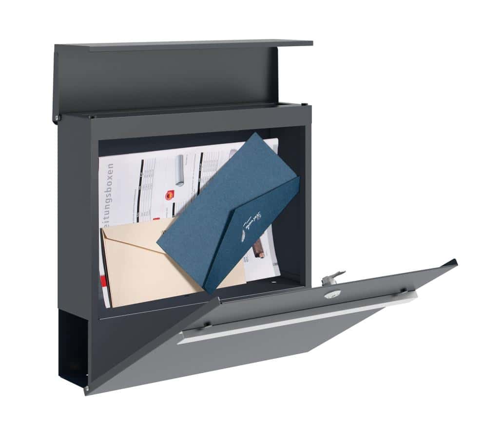 Westmann Brixa C Wandbrievenbus met krantenvak met Slot - Antraciet