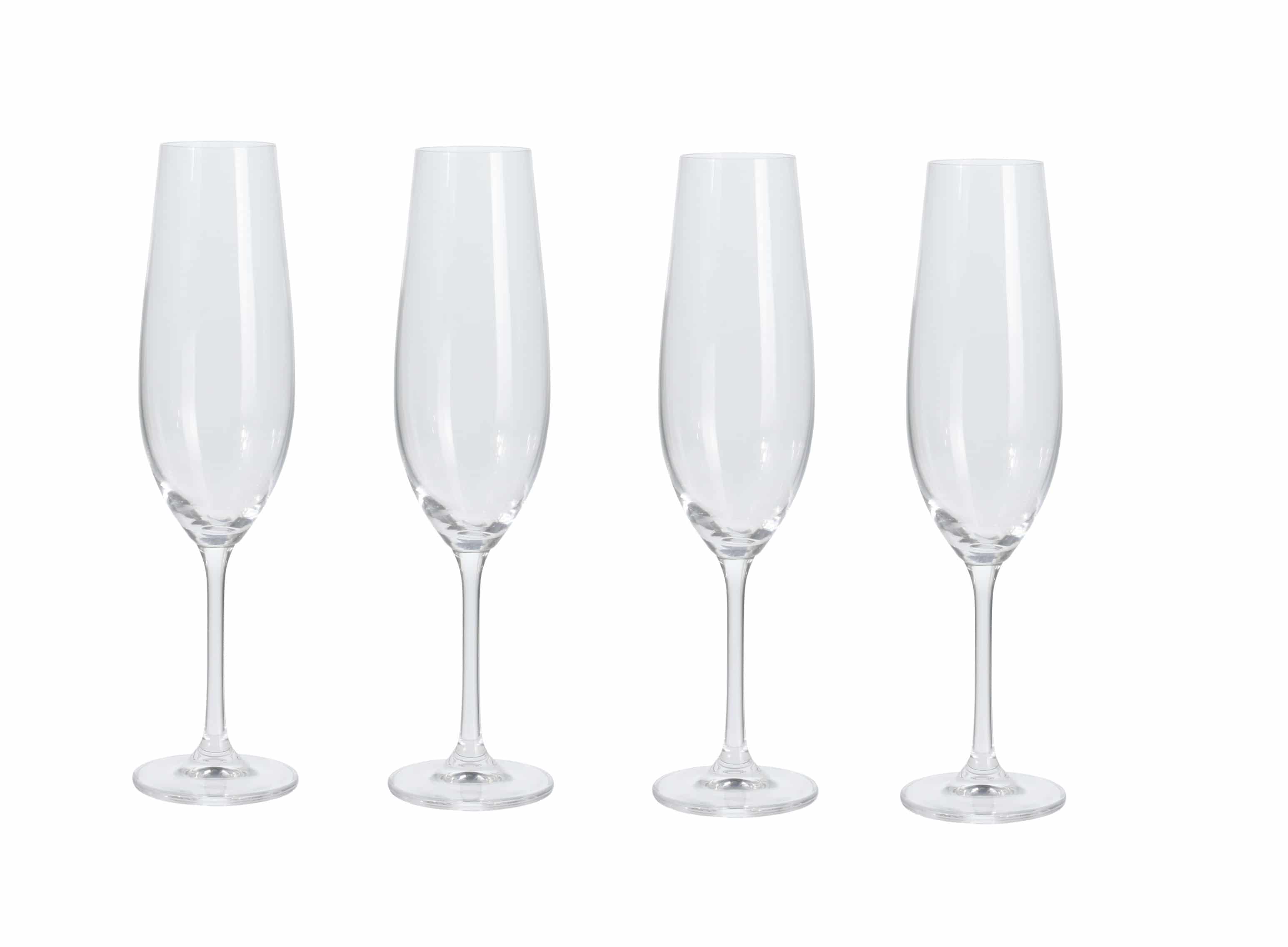 4goodz set van 4 stuks kristalglas Champagne Flutes - inhoud 260 ml