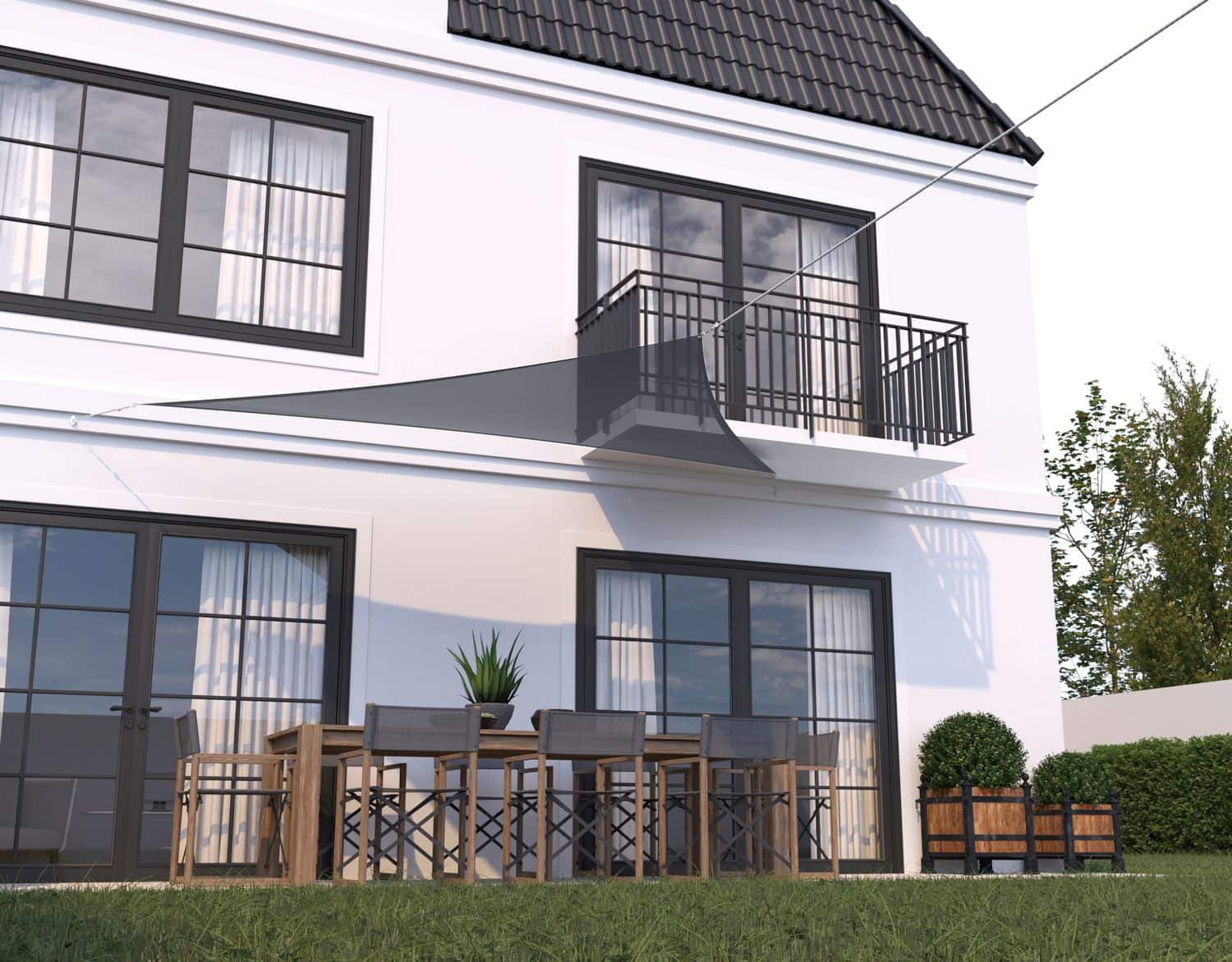 hanSe® Schaduwdoek Driehoek Waterdoorlatend 4x4x4 m Lichtgrijs