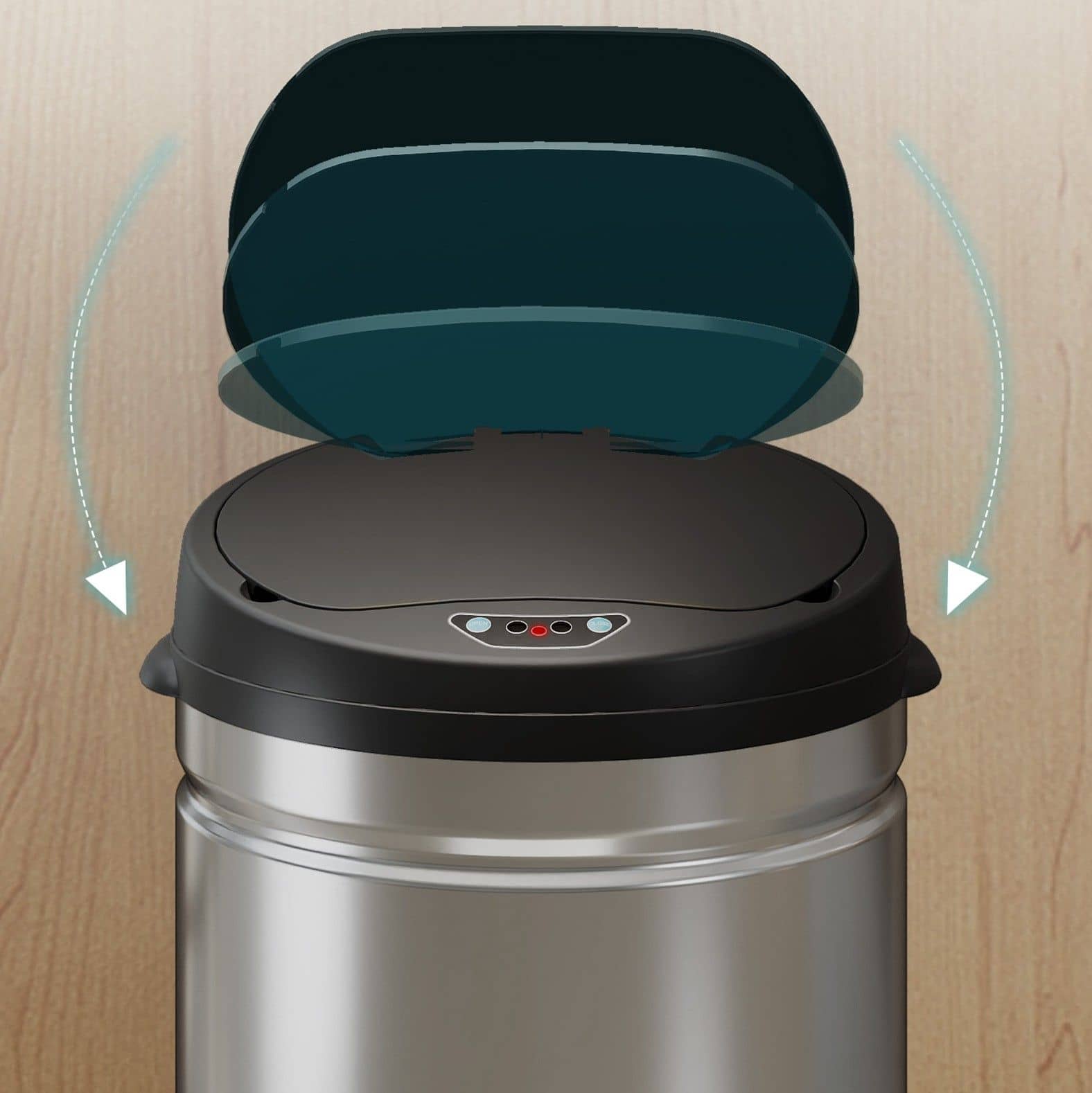 4goodz Sensorprullenbak Rond 30 liter 32x31x51cm - Zilver 4goodz Sensorprullenbak Rond 30 liter 32x31x51cm - Zilver