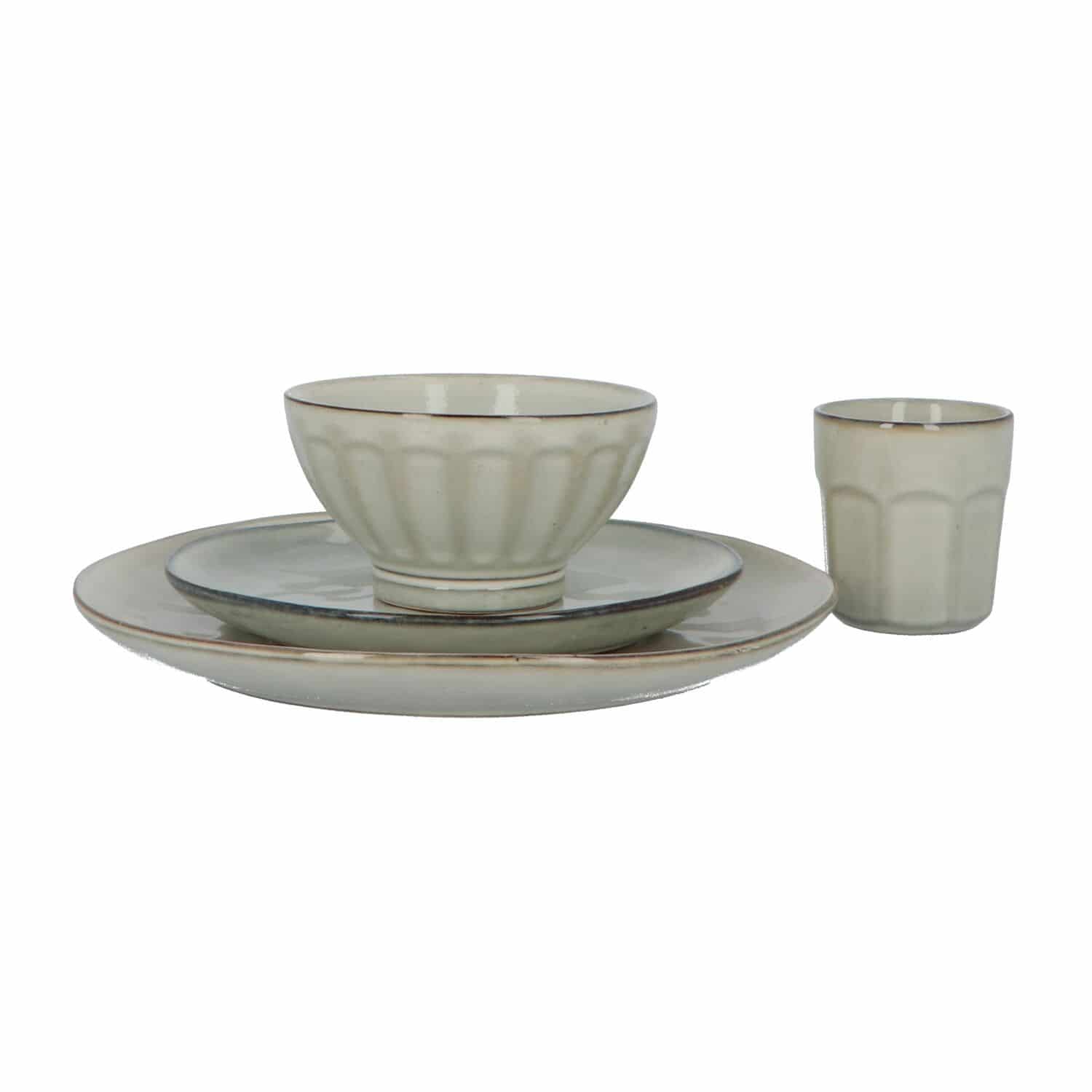 Servies 16 delig 4-persoons - Reactive Glaze Grijs