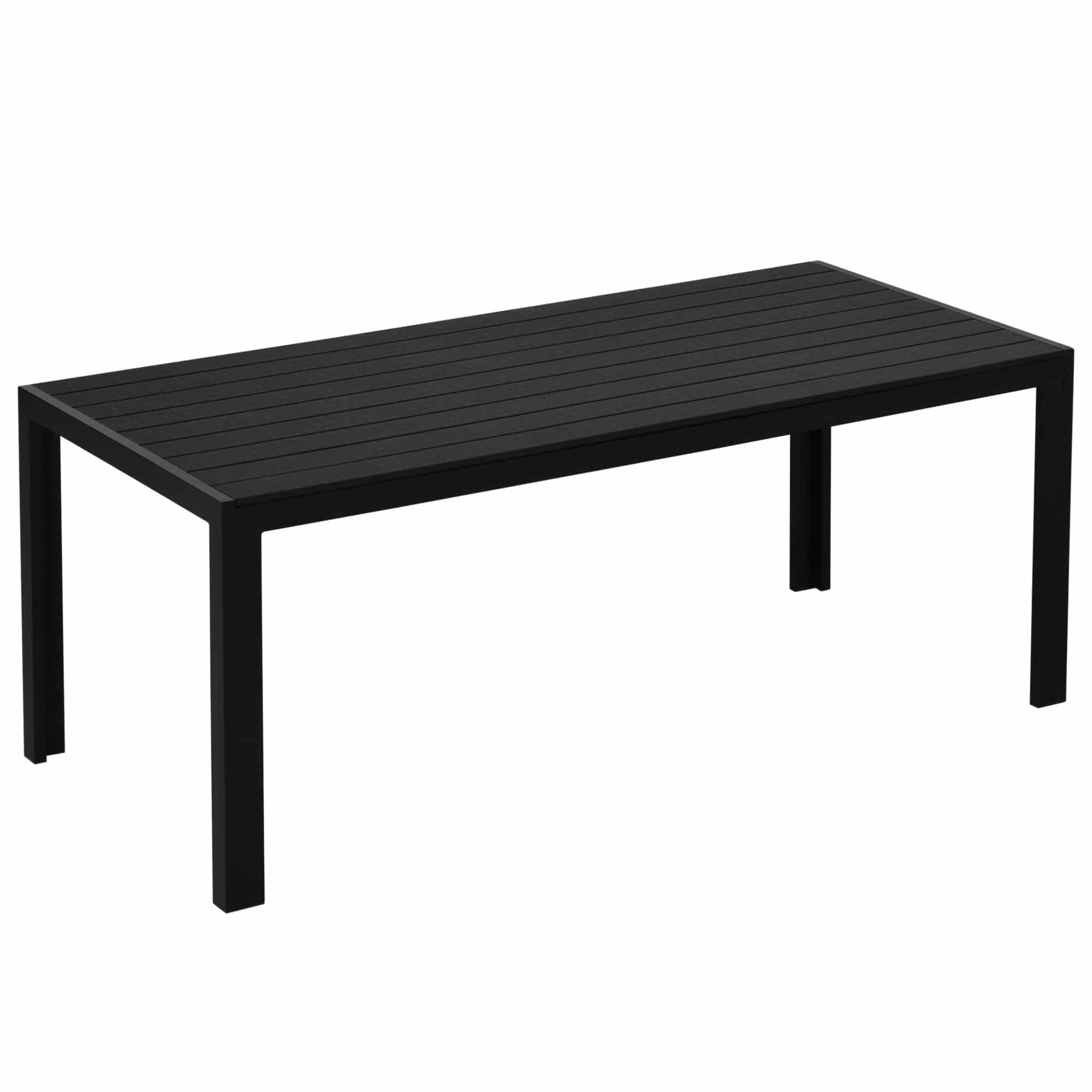 4goodz Tuintafel 6 Persoons Kunststof - Houtlook tafelblad - Zwart