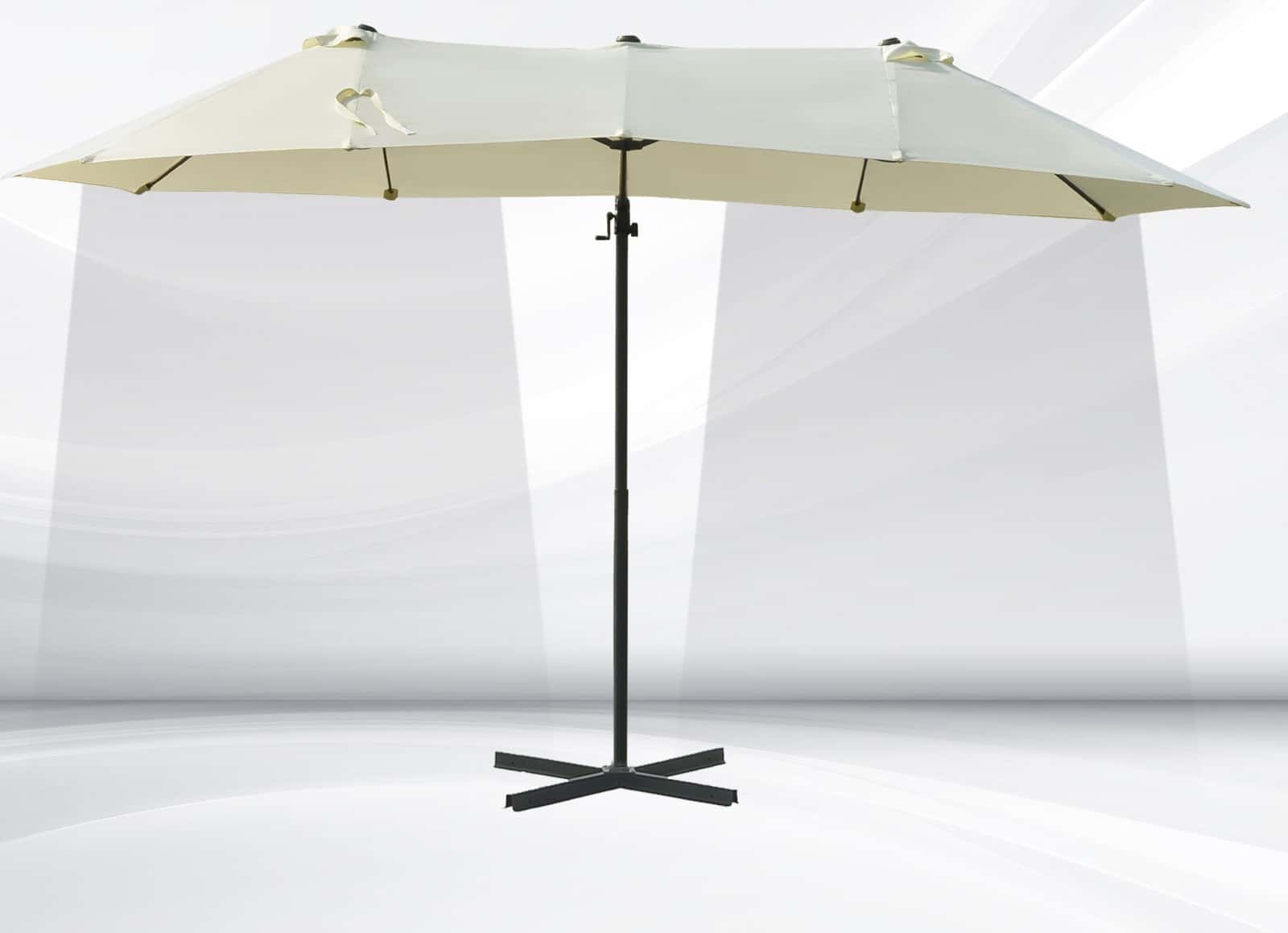 4goodz Duo Parasol Zweefparasol met Draaihendel 440x270x250 cm - Crème