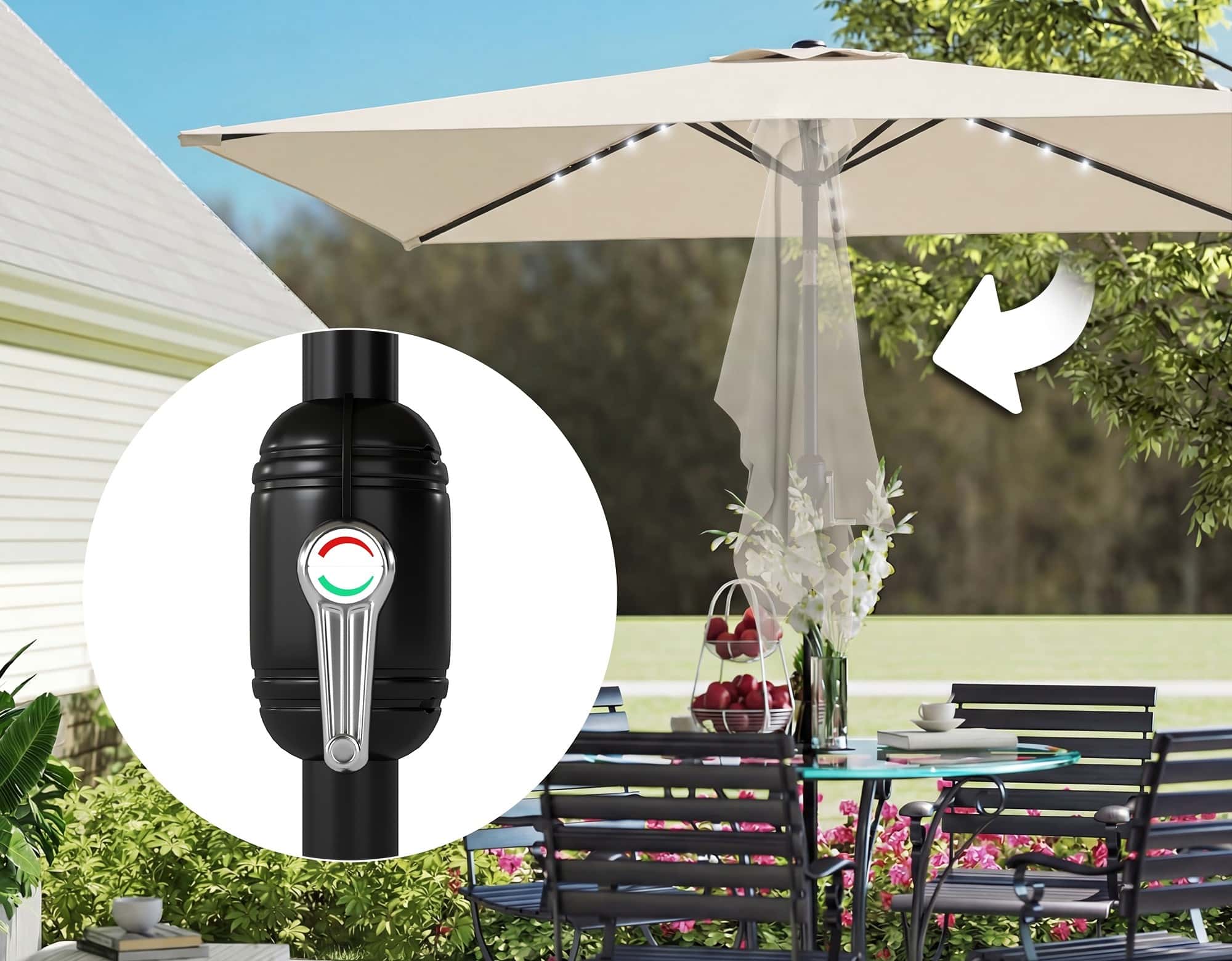 4goodz Parasol met LED zonne-energie Verlichting ca. 200x300 cm met - Creme