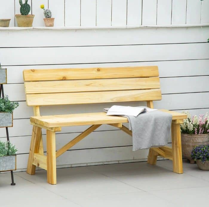 4goodz Stevige Tuinbank 2-zits Hout met Rugleuning 116x56 cm - Bruin