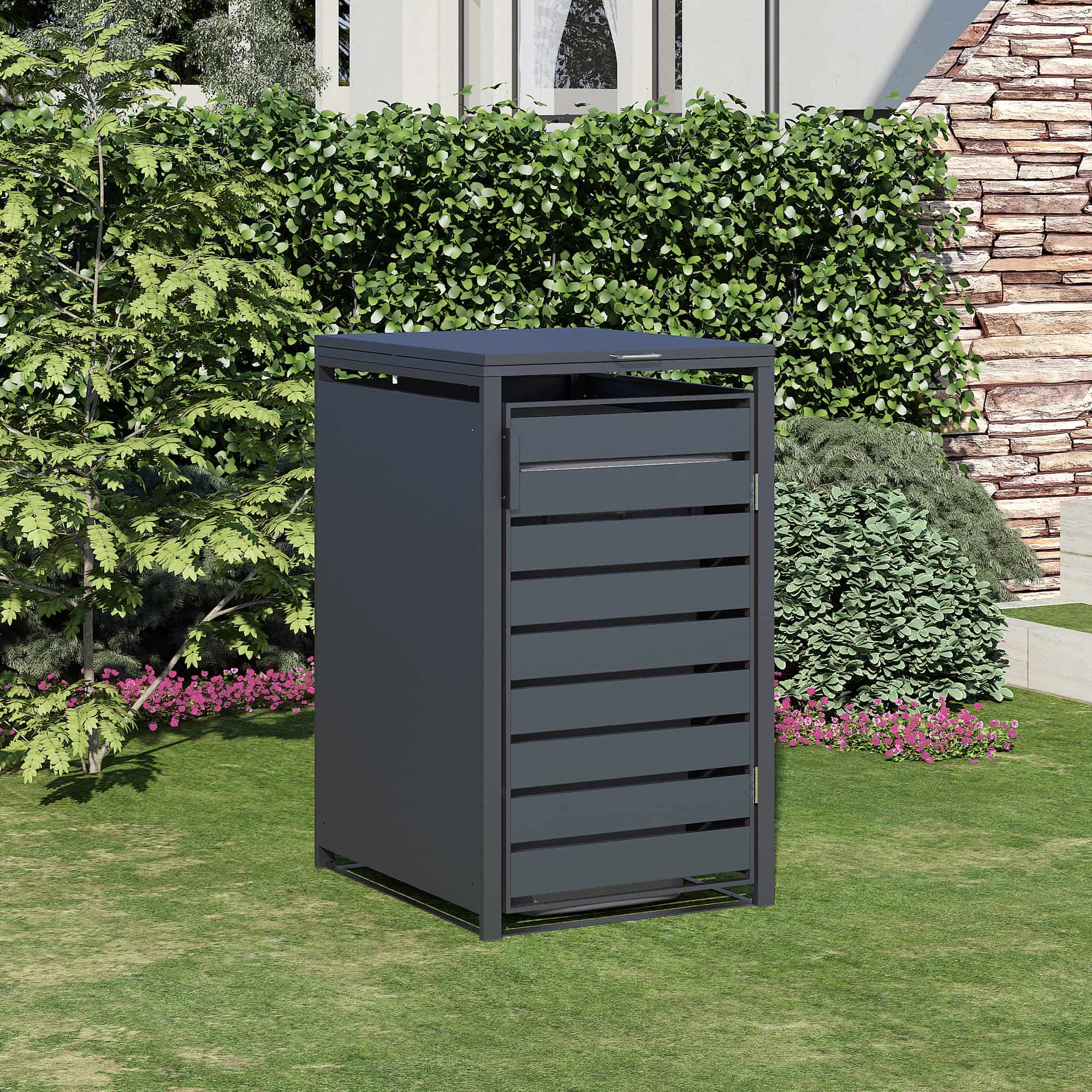 4gardenz® Containerombouw 1 Afvalbak - Kliko Ombouw - Hoogwaardig - Weerbestendig - Antraciet