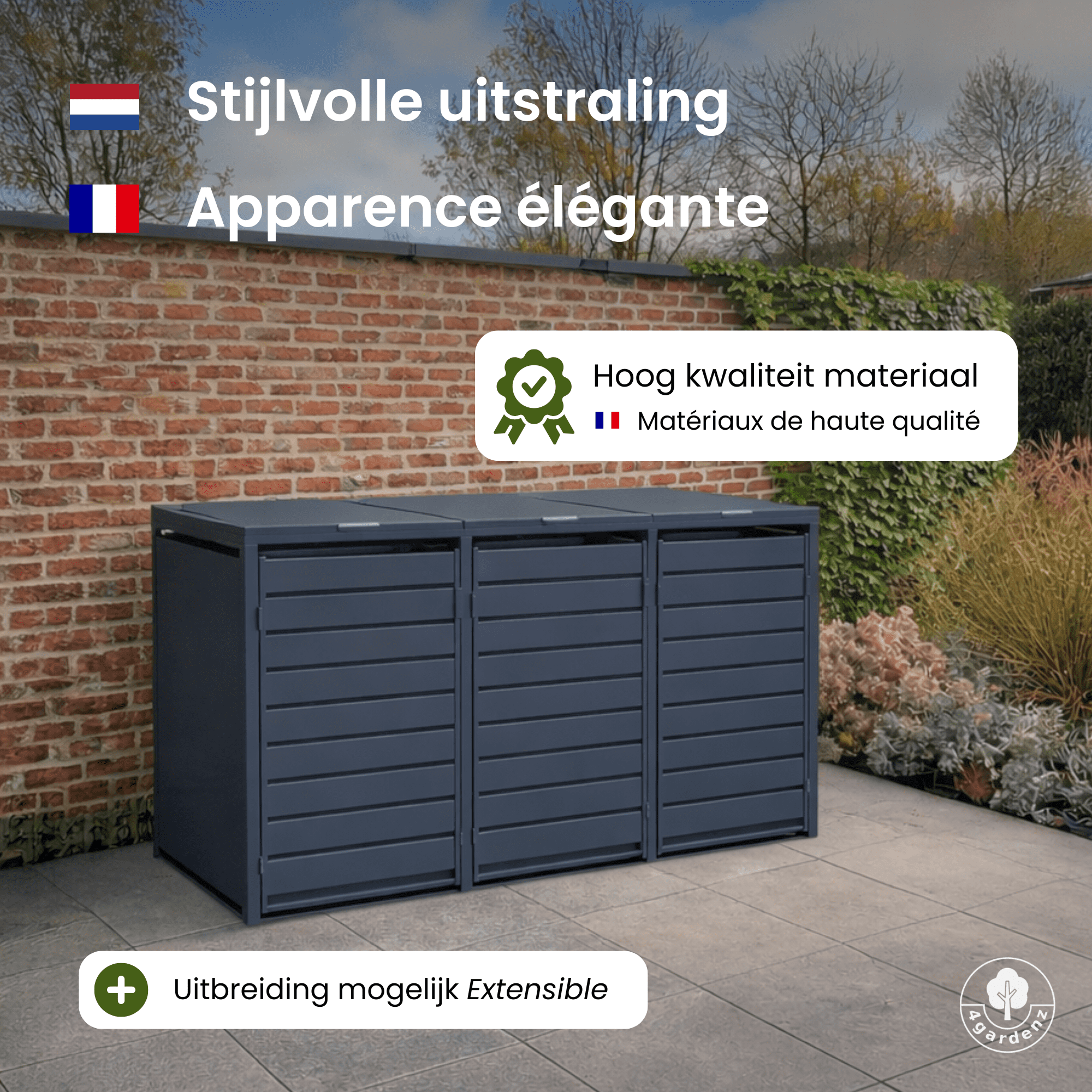 4gardenz® Premium Kliko Containerombouw 1 Afvalbak - Antraciet