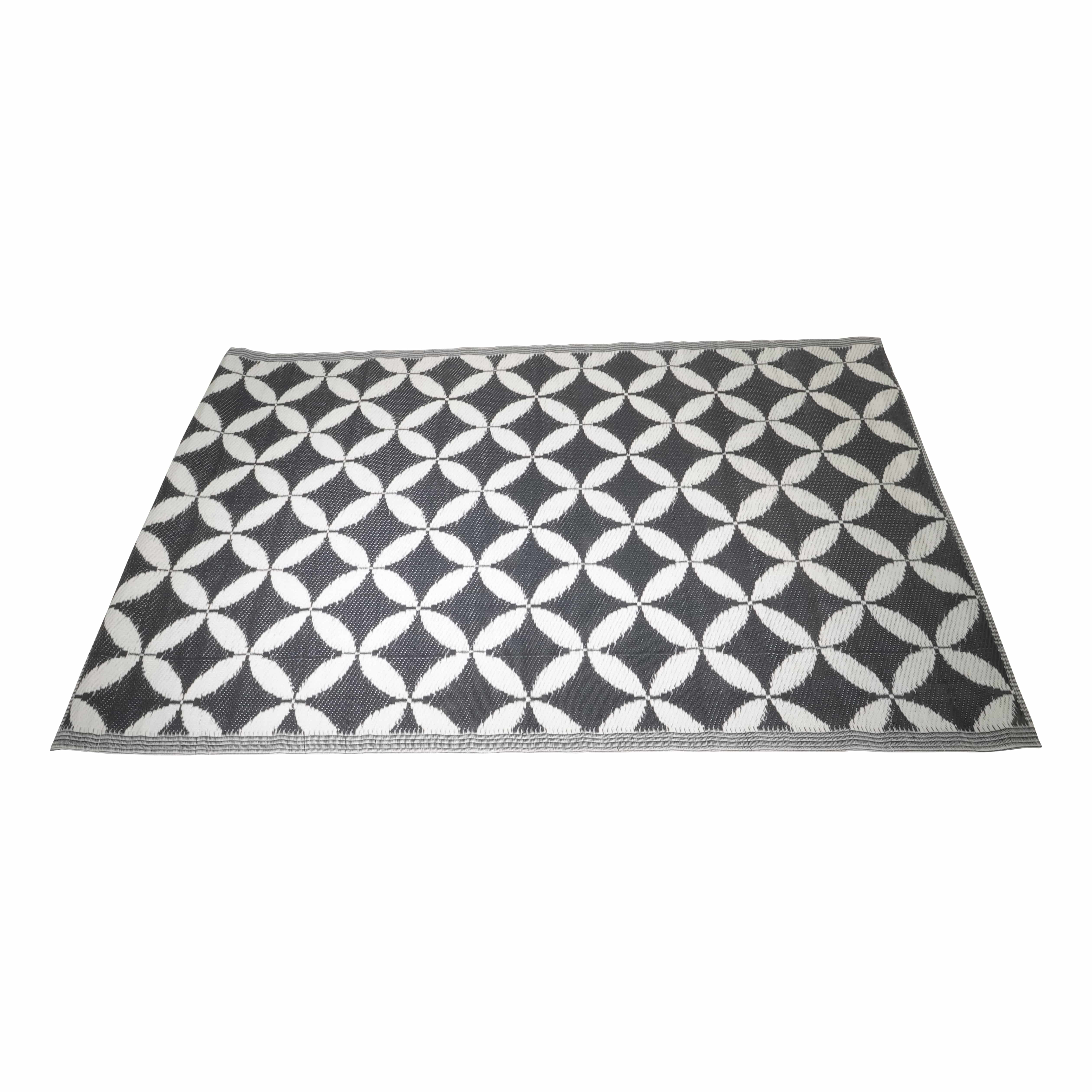 4goodz Buitenkleed - Tuintapijt Outdoor Cirkel/Ruit 120x180 cm - Zwart