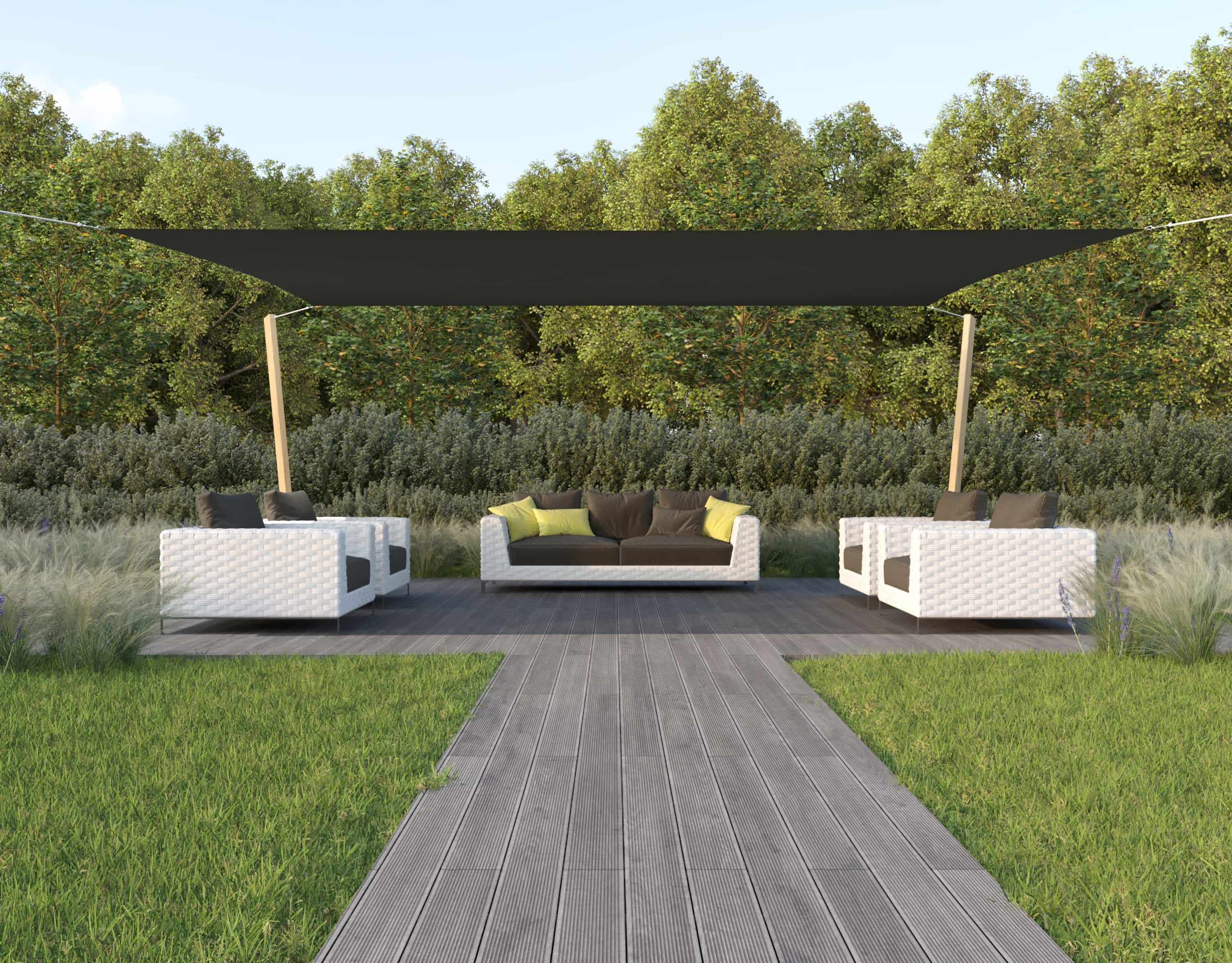 hanSe® Schaduwdoek Vierkant Waterdoorlatend 6x6 m Zonnedoek Grijs