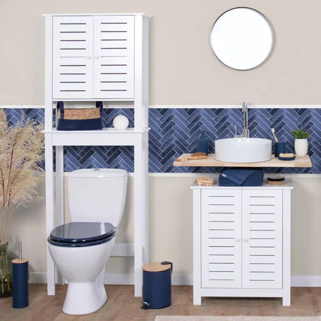 Wastafelonderkast Santorini met Uitsparing - met 2 planken - Wastafelmeubel - Wit MDF Wastafelonderkast Santorini met Uitsparing - met 2 planken - Wastafelmeubel - Wit MDF