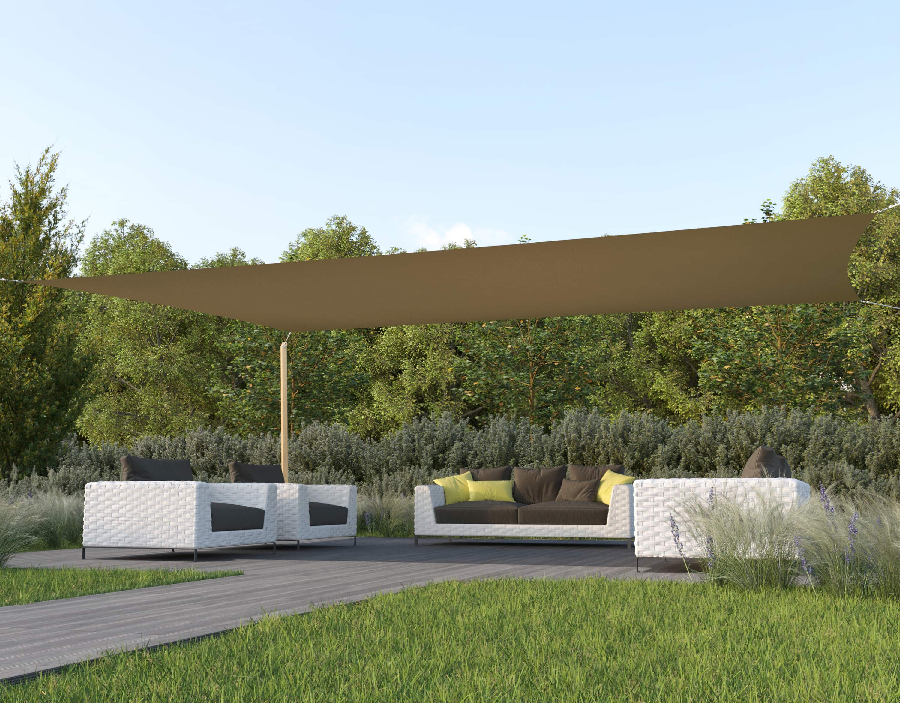 hanSe® Schaduwdoek Rechthoek Waterdoorlatend 6x8 m Zonnedoek Creme