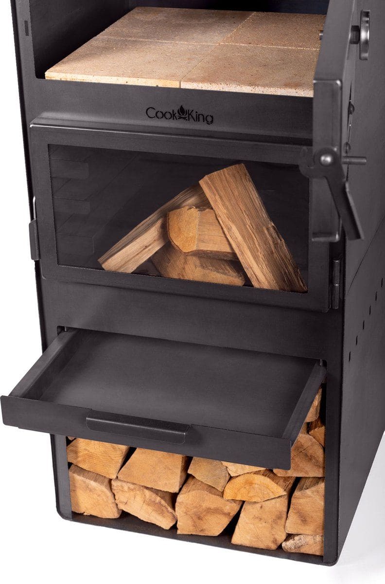 CookKing Tuinhaard Vento met Pizza-oven - Hoge Kwaliteit - Handgemaakt in Europa - 50x50x150 cm