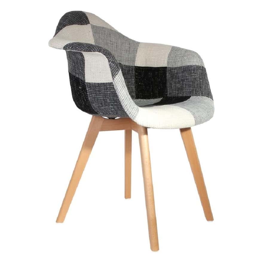 4goodz Malmo Patchwork Eetkamerstoelen 2 stuks Armleuning - Grijs