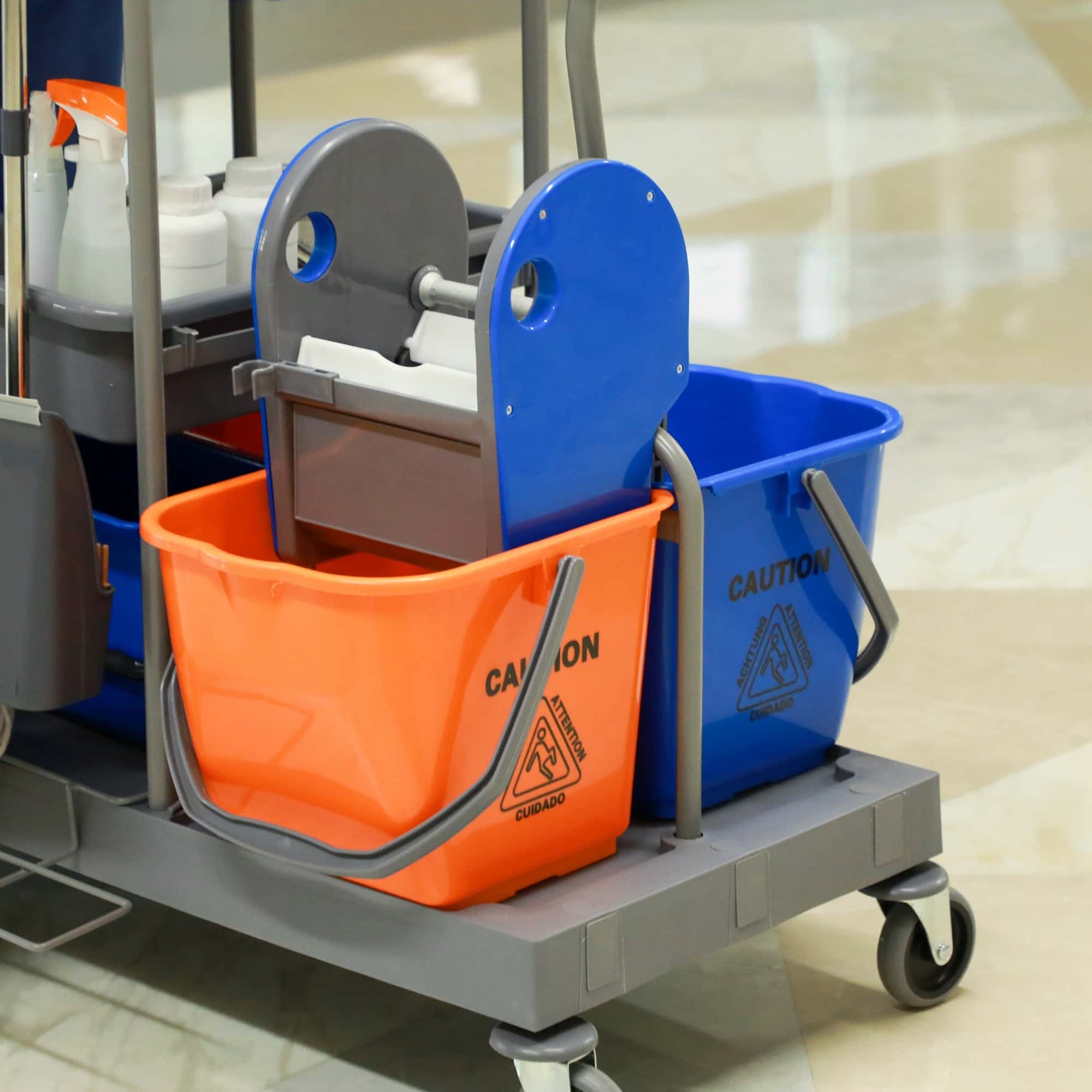 4goodz Schoonmaakwagen met wringer en 2 emmers op wielen - Grijs
