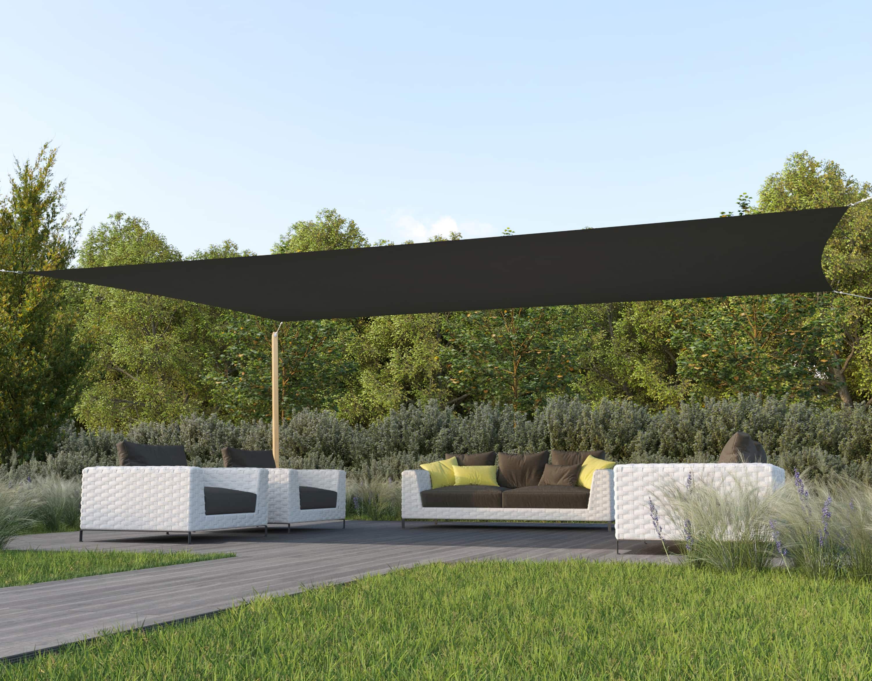 hanSe® Schaduwdoek Rechthoek Waterdoorlatend 6x8 m Zonnedoek Grijs