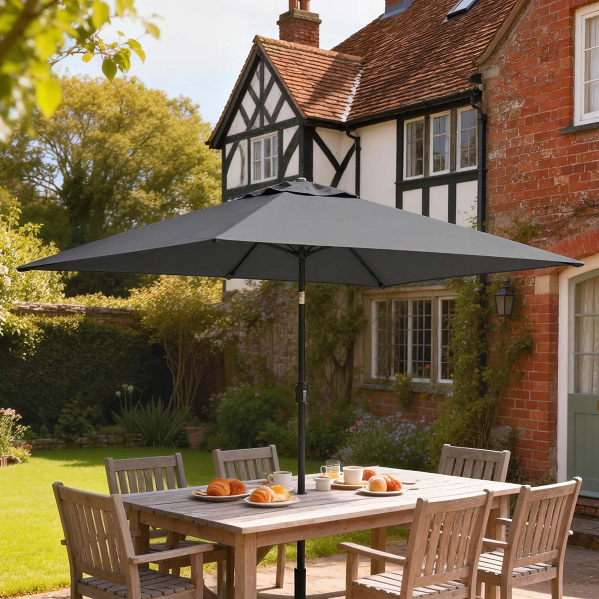 4goodz Parasol 300 x 200 cm - kantelbare balkonparasol met draaihendel - Grijs 4goodz Parasol 300 x 200 cm - kantelbare balkonparasol met draaihendel - Grijs