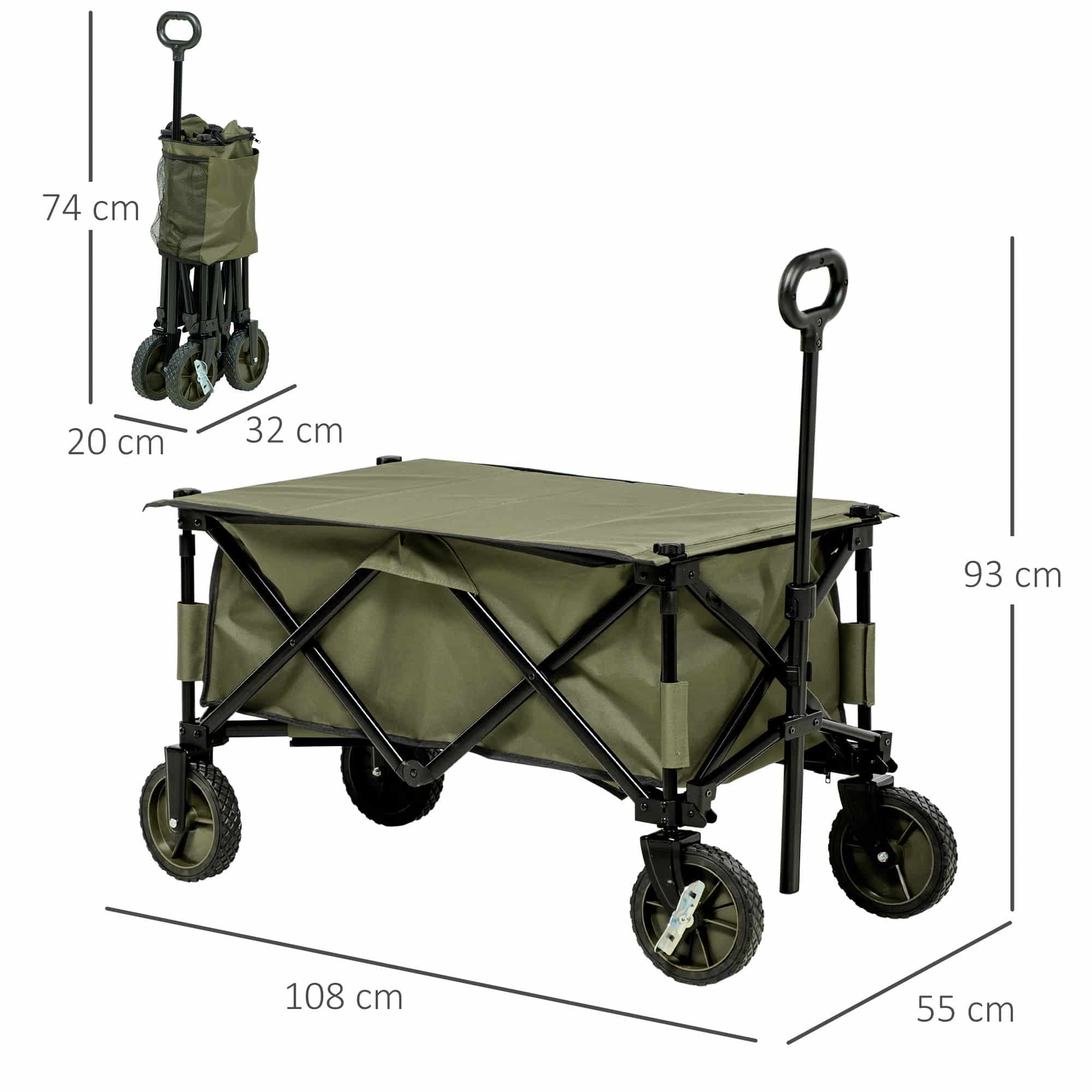 4goodz Outsunny Strandwagen opvouwbaar met Tafel Afdekking - 5 zakken