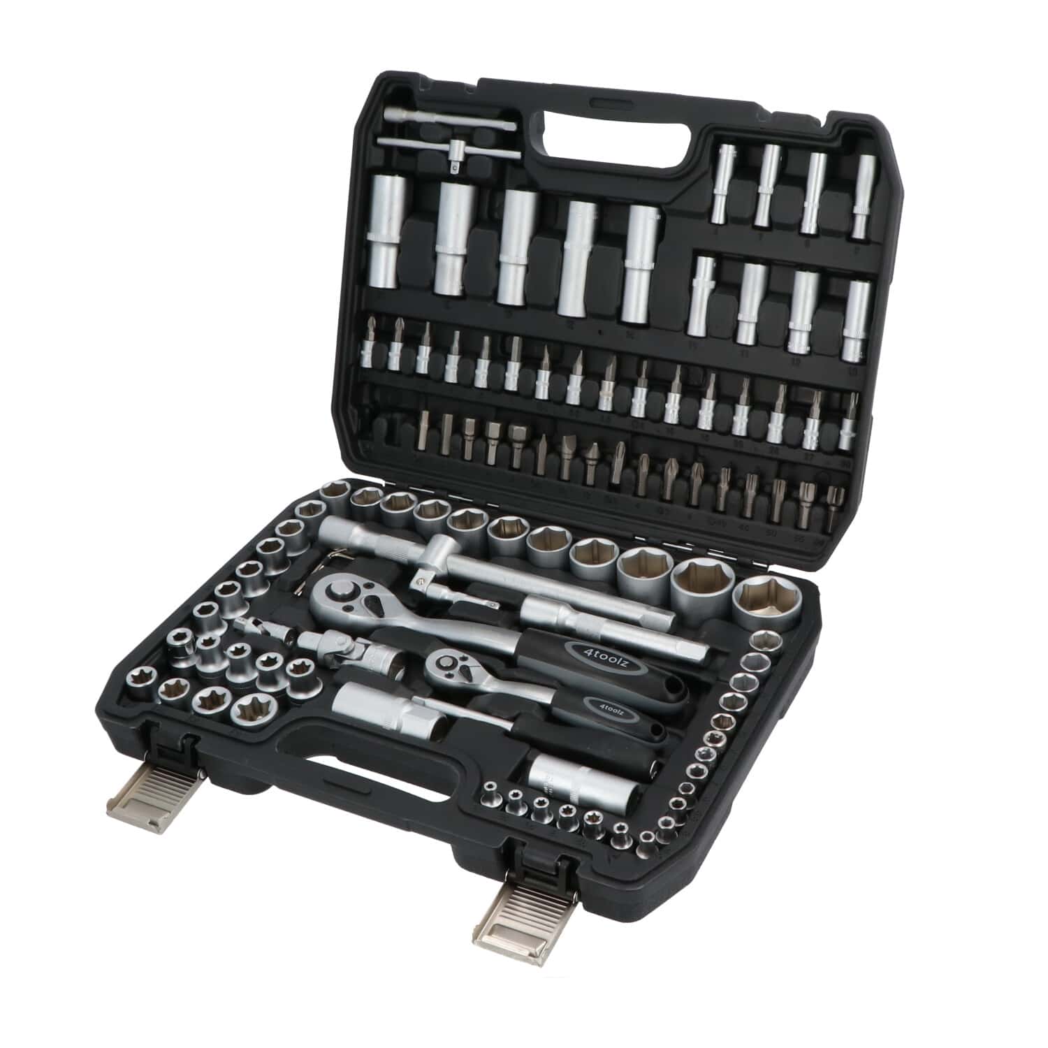 4toolz ® Doppenset 108-delig in Koffer - 72 tands Ratels 1/2" en 1/4'' Doppen en Bit-set