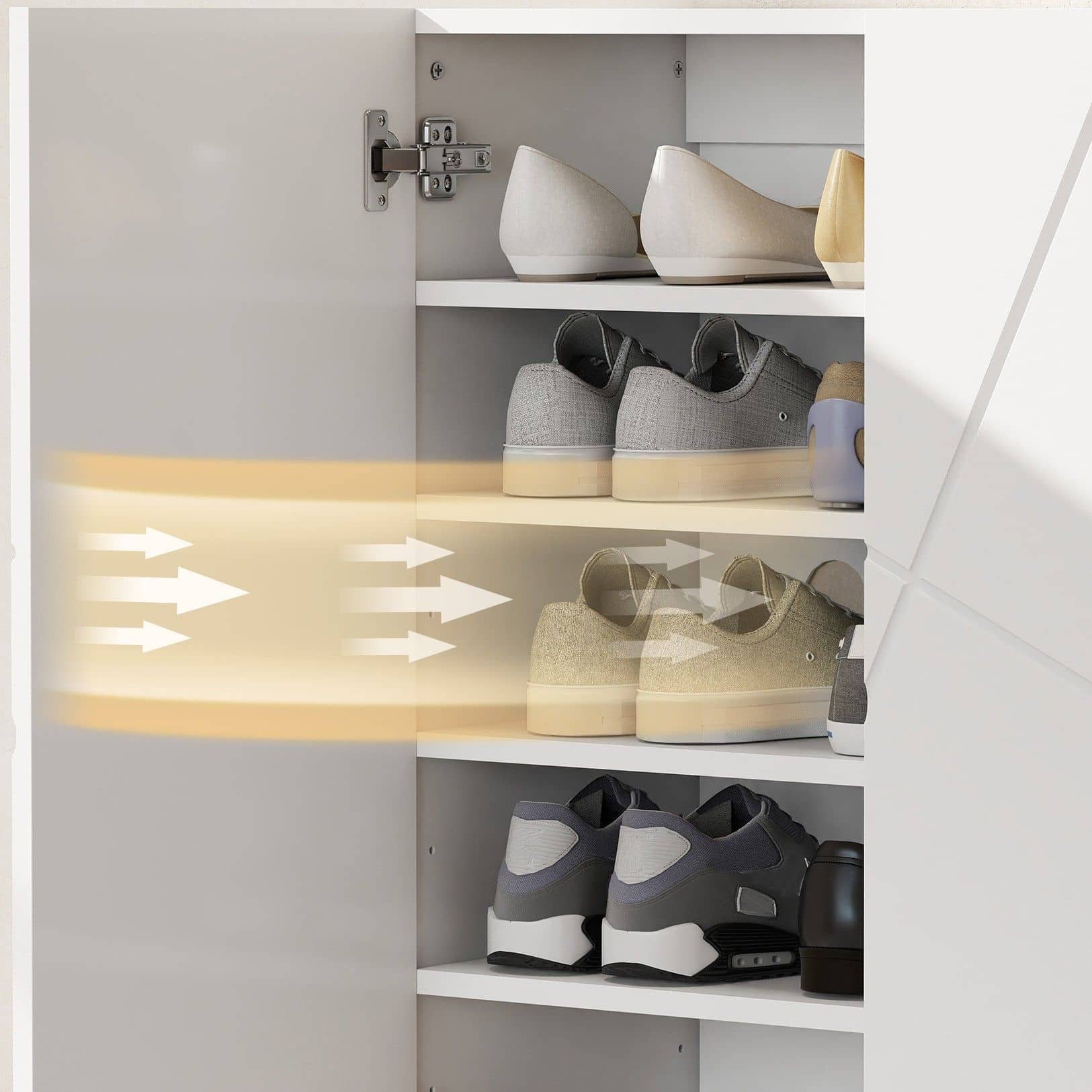 Schoenenkast met 2 deuren - 3 verstelbare planken - Hoogglans Wit