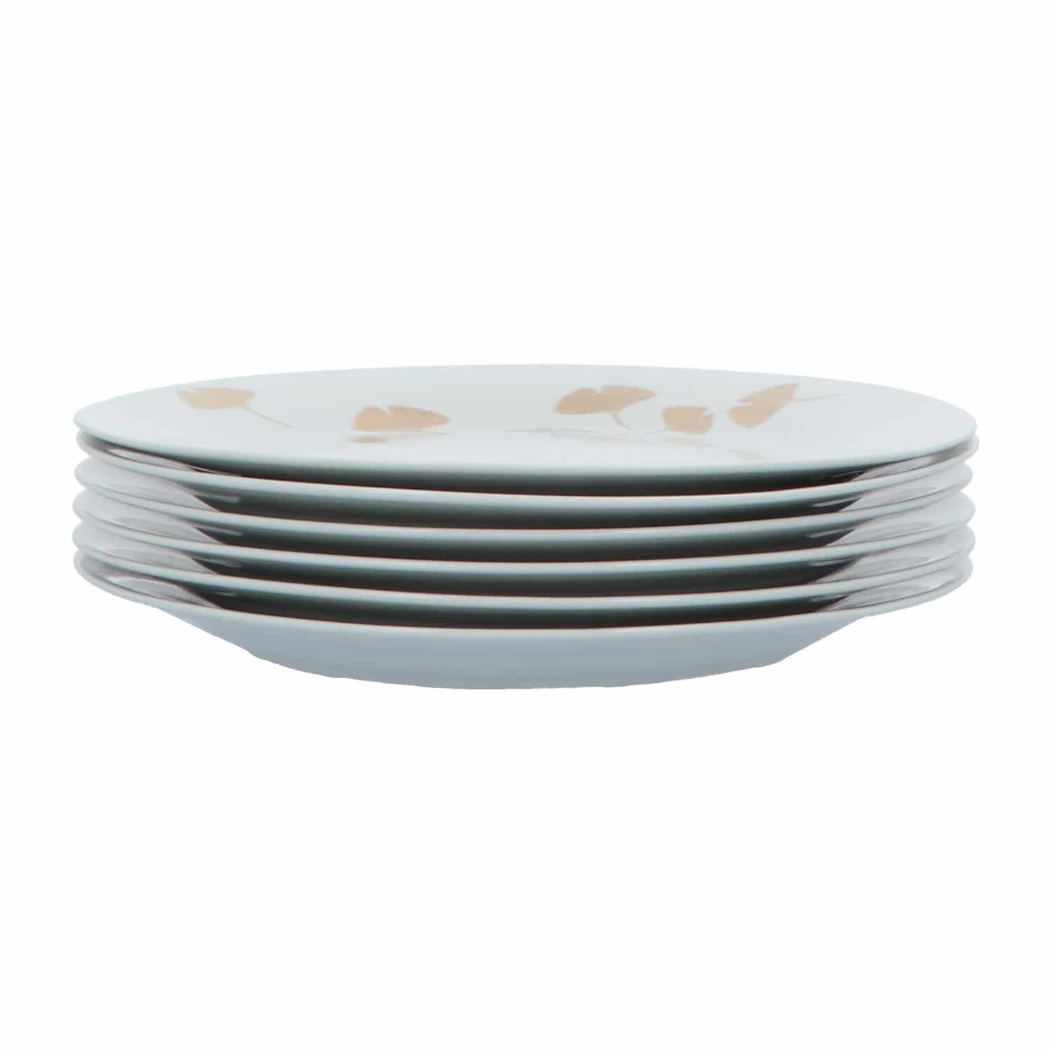 4goodz Porseleinen Diner Borden Ginko set 6 stuks 27,5 cm - Wit/Goud