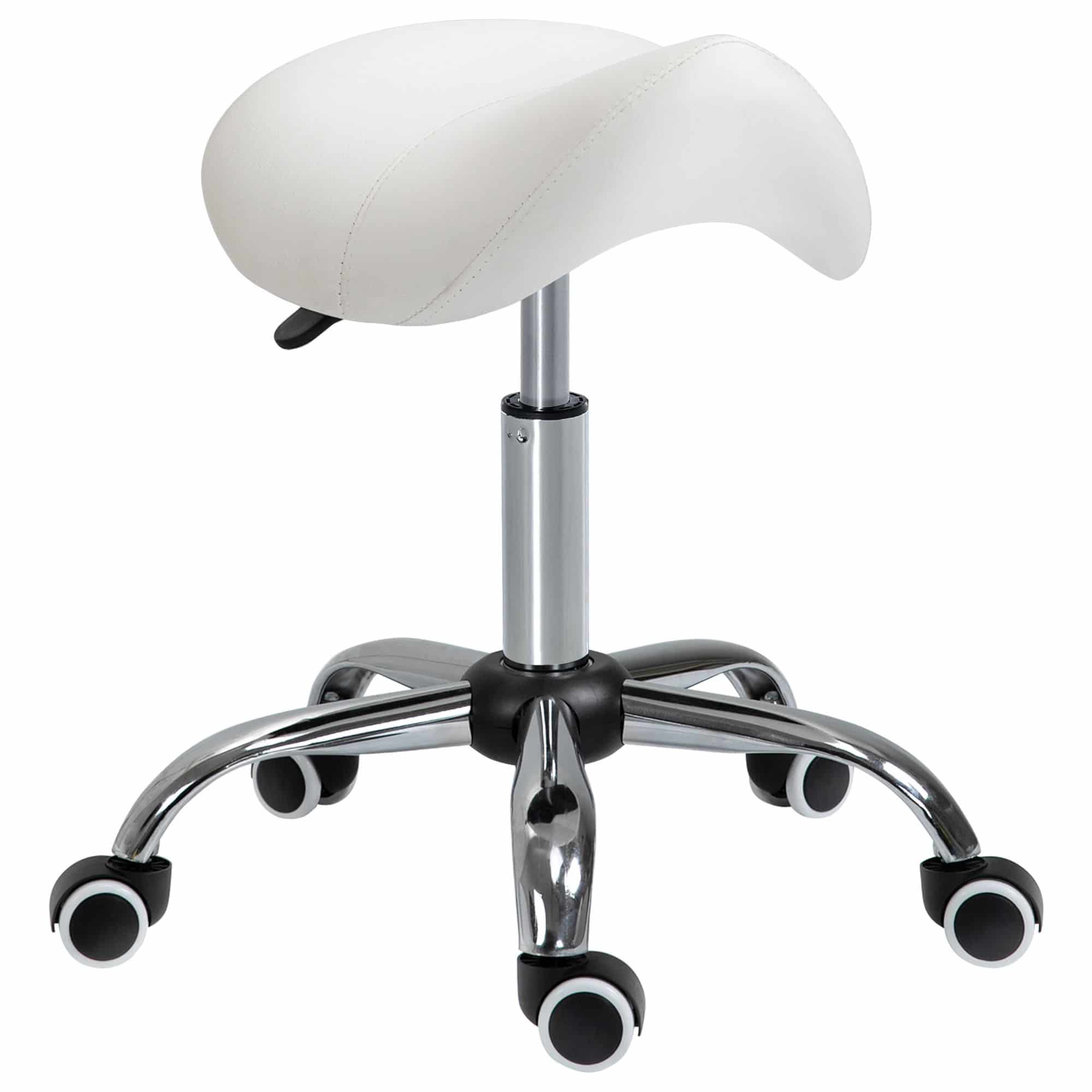 Ergonomische Zadelkruk Kunstleer Amazonekruk in Hoogte Verstelbaar 49-61 cm - Wit