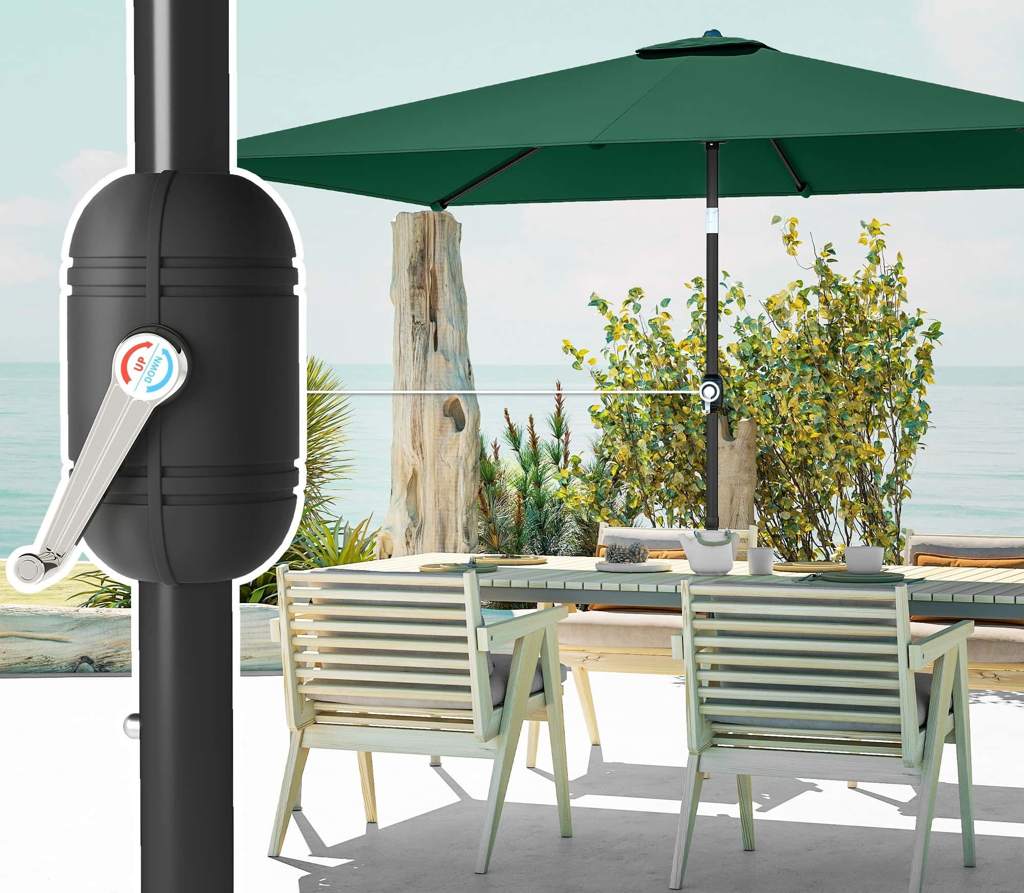 4goodz Parasol 300 x 200 cm - kantelbare balkonparasol met draaihendel - groen 4goodz Parasol 300 x 200 cm - kantelbare balkonparasol met draaihendel - groen