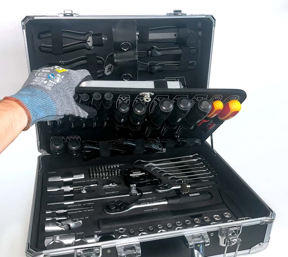 Feistos Manos Metalen gereedschapskoffer - compleet gevuld met 140 stuks gereedschap