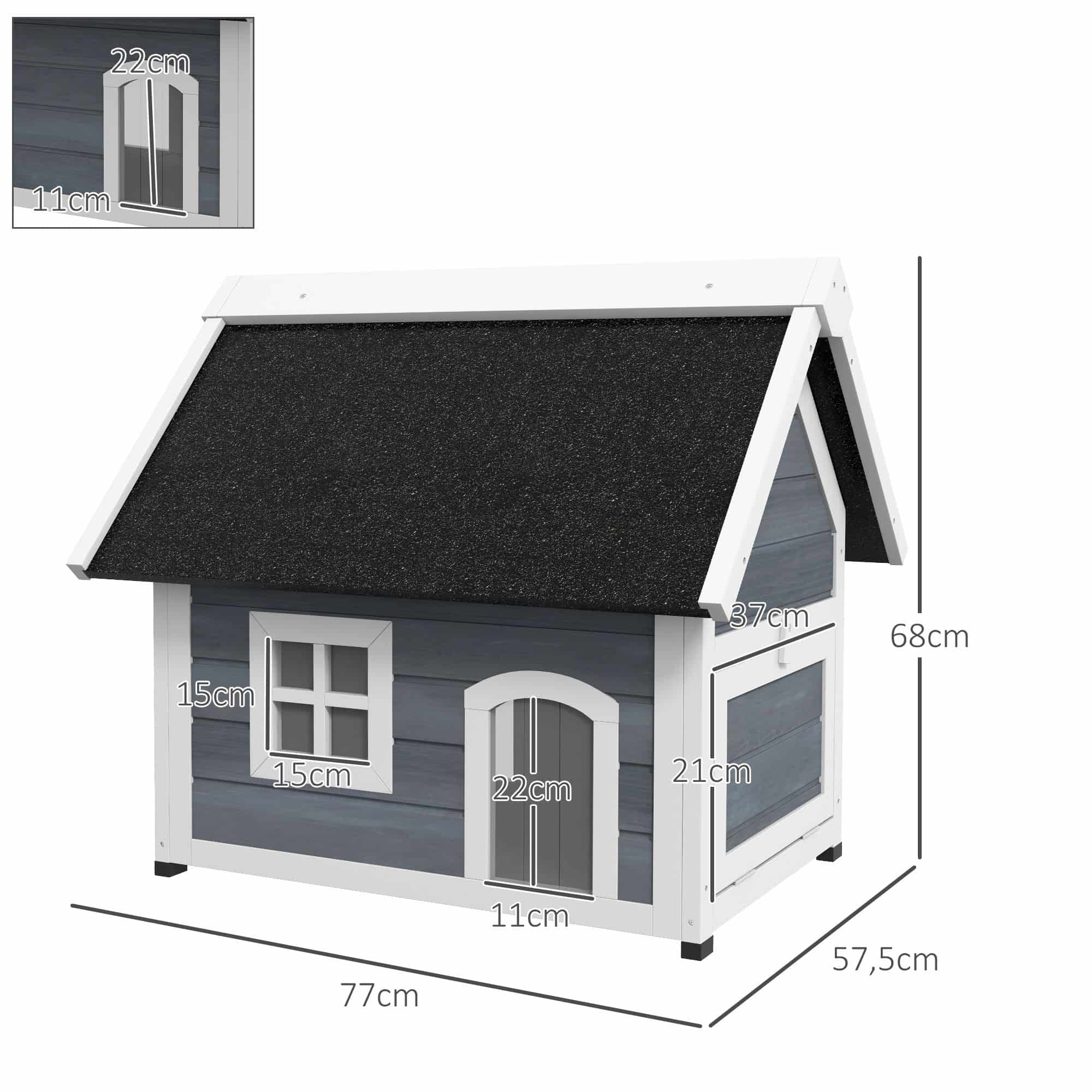 4goodz Kattenhuis voor Buiten 77x57x68 cm - Grijs/Wit