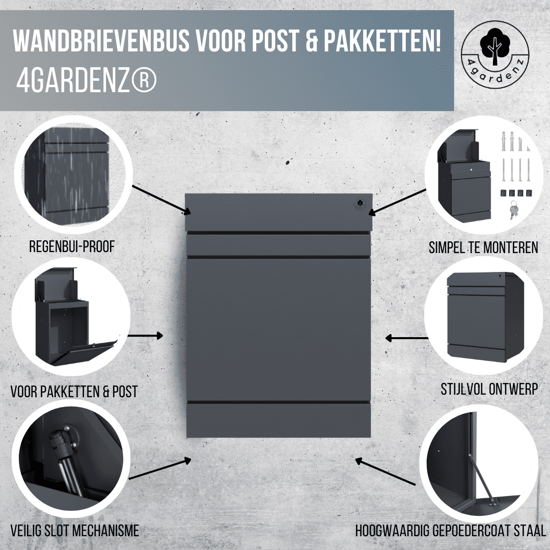 4gardenz® Pakketbrievenbus Wandmodel - Anti-diefstal Pakketbox Hangend - Weerbestendig