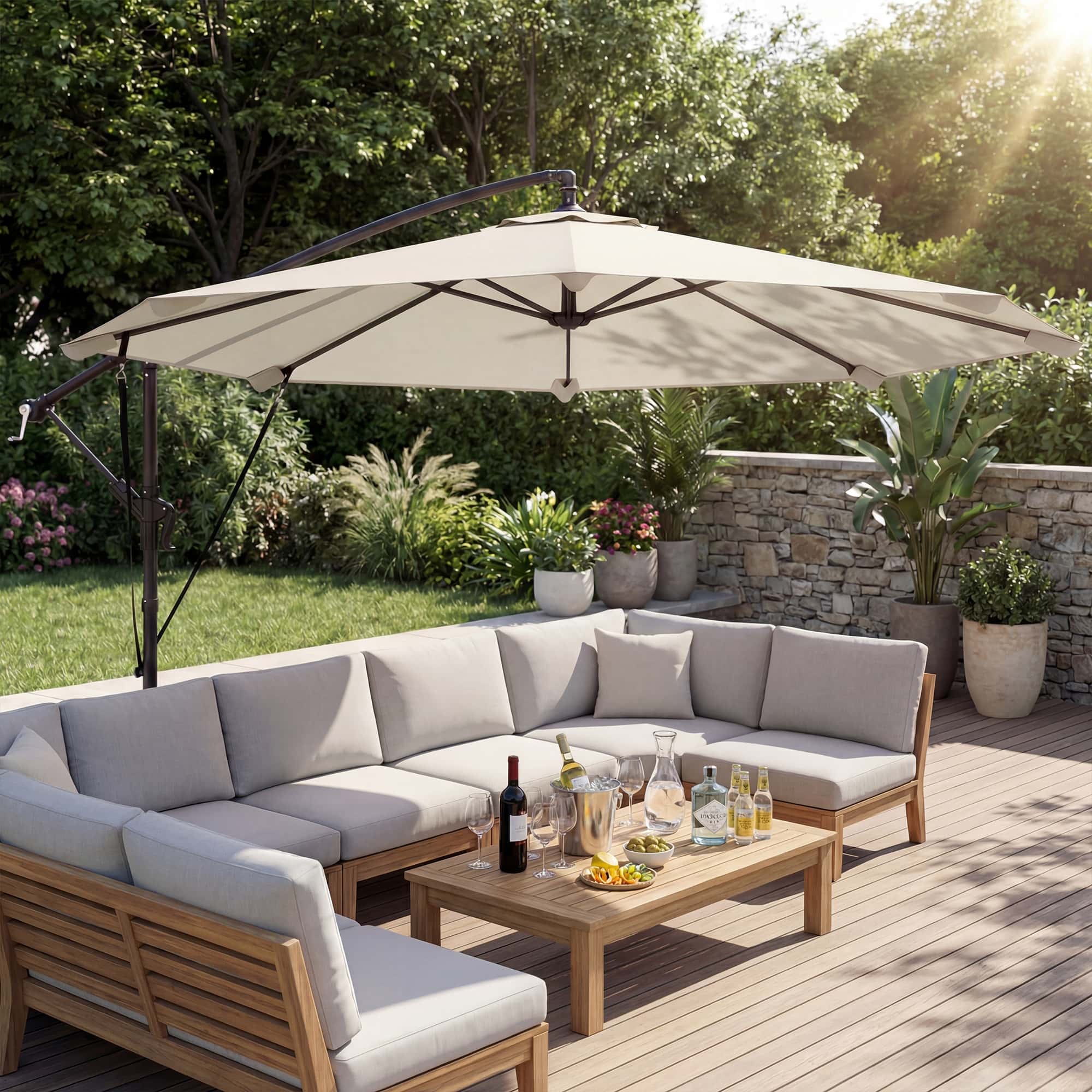 4goodz Zweefparasol met Draaimechanisme 300 cm - Creme