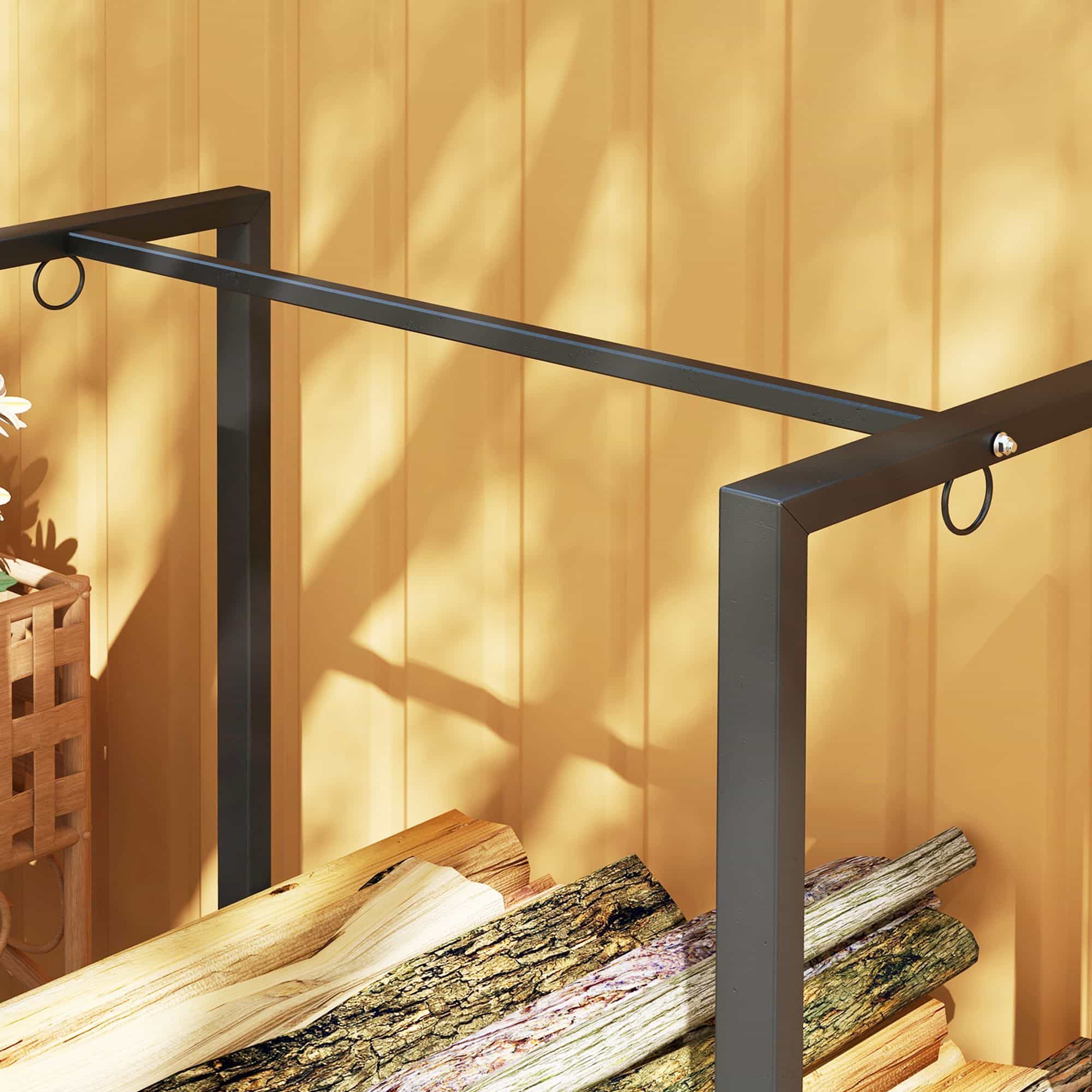 4goodz Outsunny Houthaardenrek 240 cm tot 300 kg Staal - Zwart