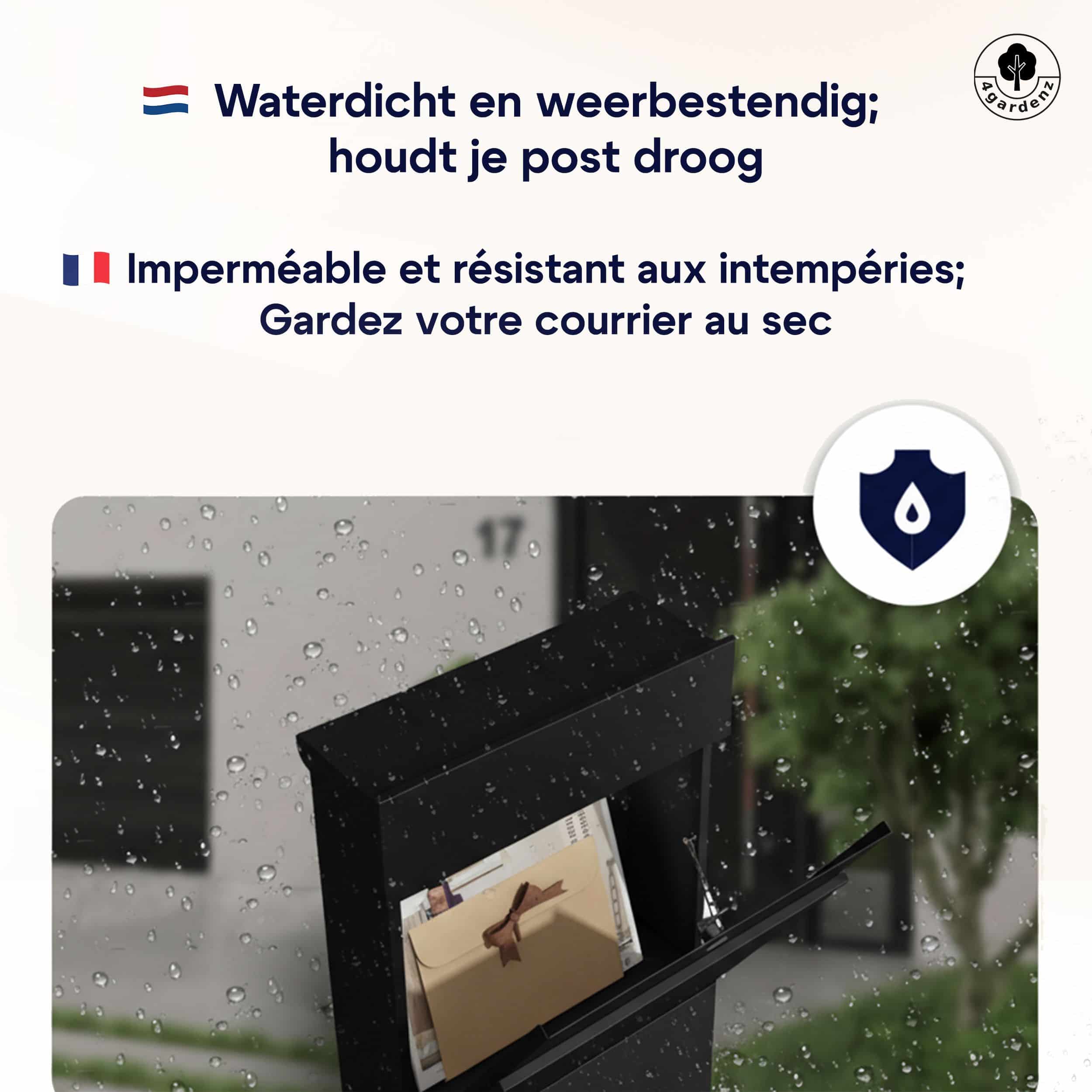 4gardenz® Vrijstaande Brievenbus - Gegalvaniseerd Staand met Slot - Zwart