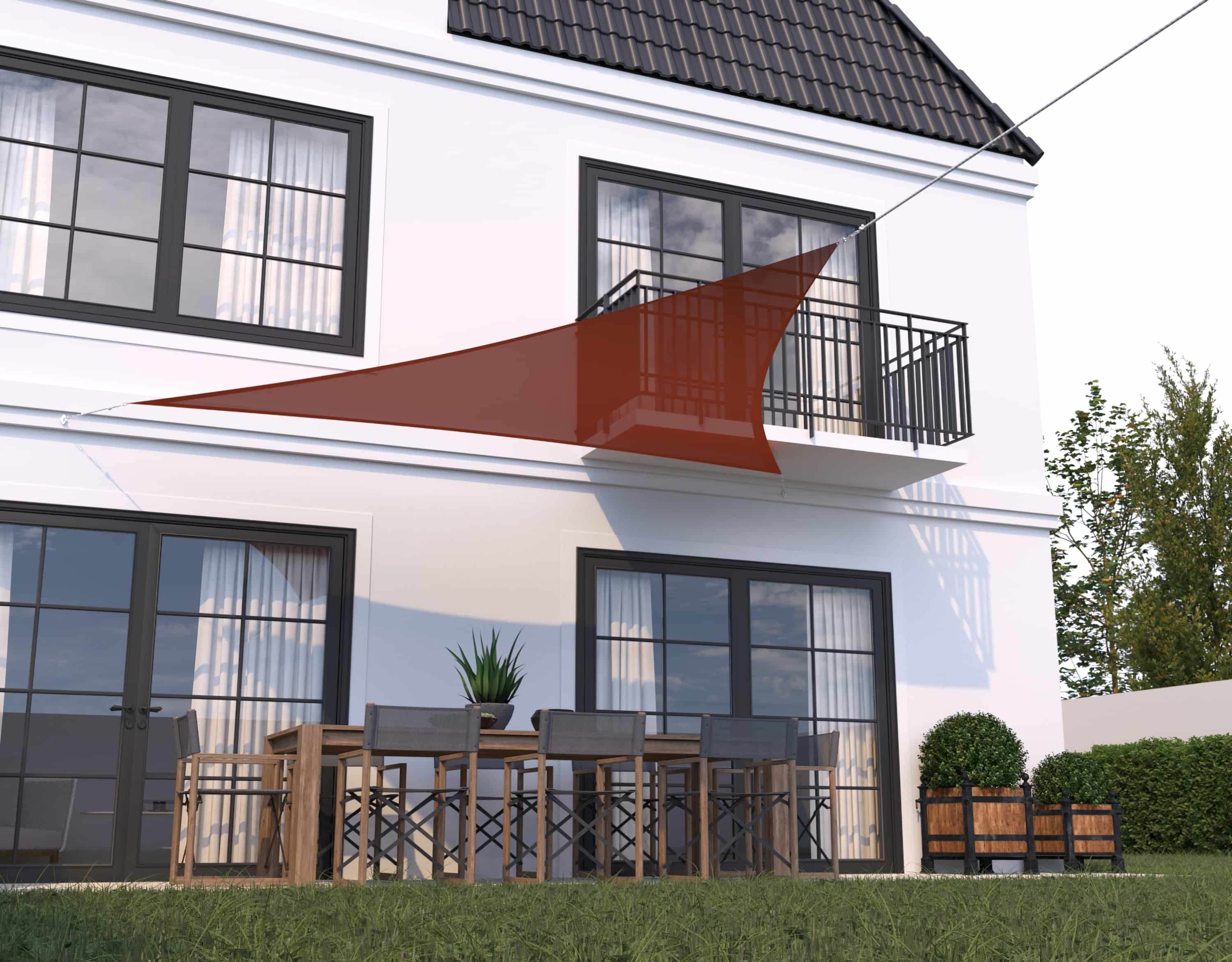 hanSe® Schaduwdoek Driehoek Gelijkbenig Waterdoorlatend 5x7x7 m Terra