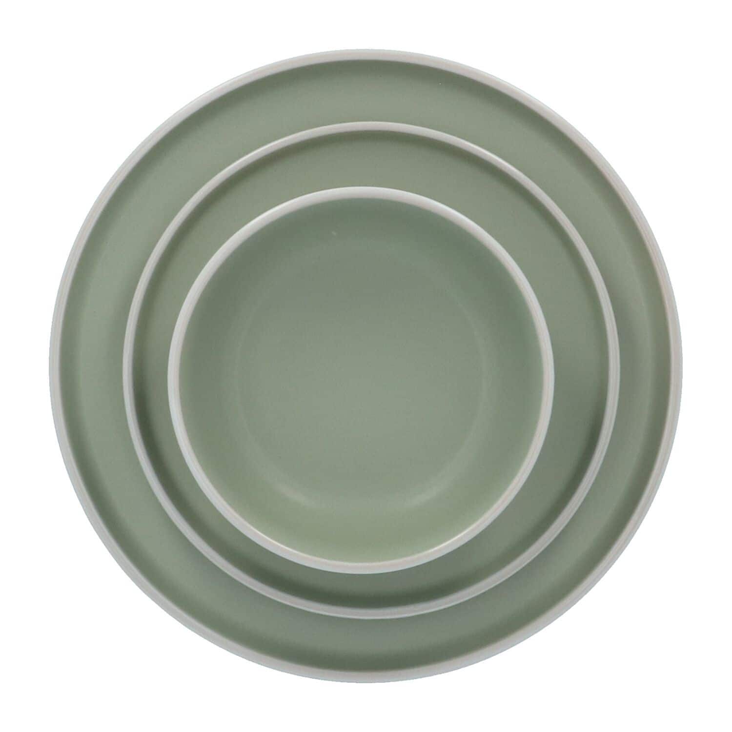 6 persoons Servies 18 delig Nordic style Keramiek - groen/wit