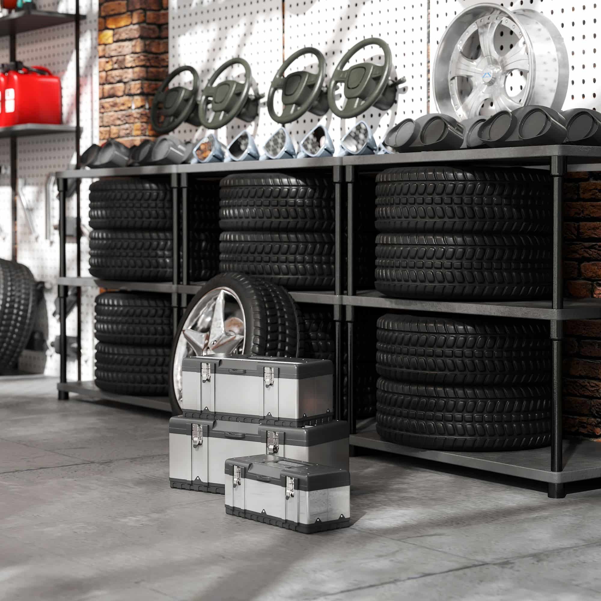 4goodz 3 Stuks Gereedschapskist werkkist kunststof - Grijs