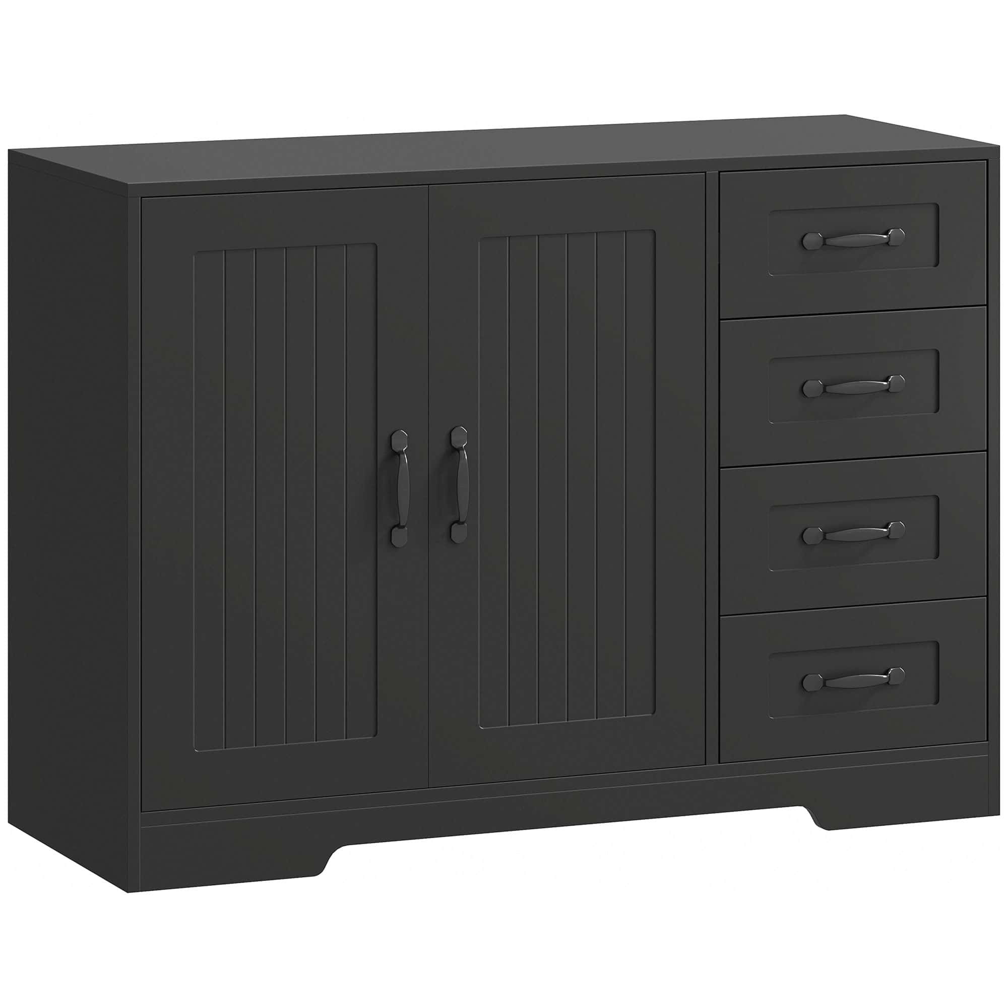 4goodz Dressoir met 4 Lades en 2 deurtjes 40x105x76 cm - Zwart