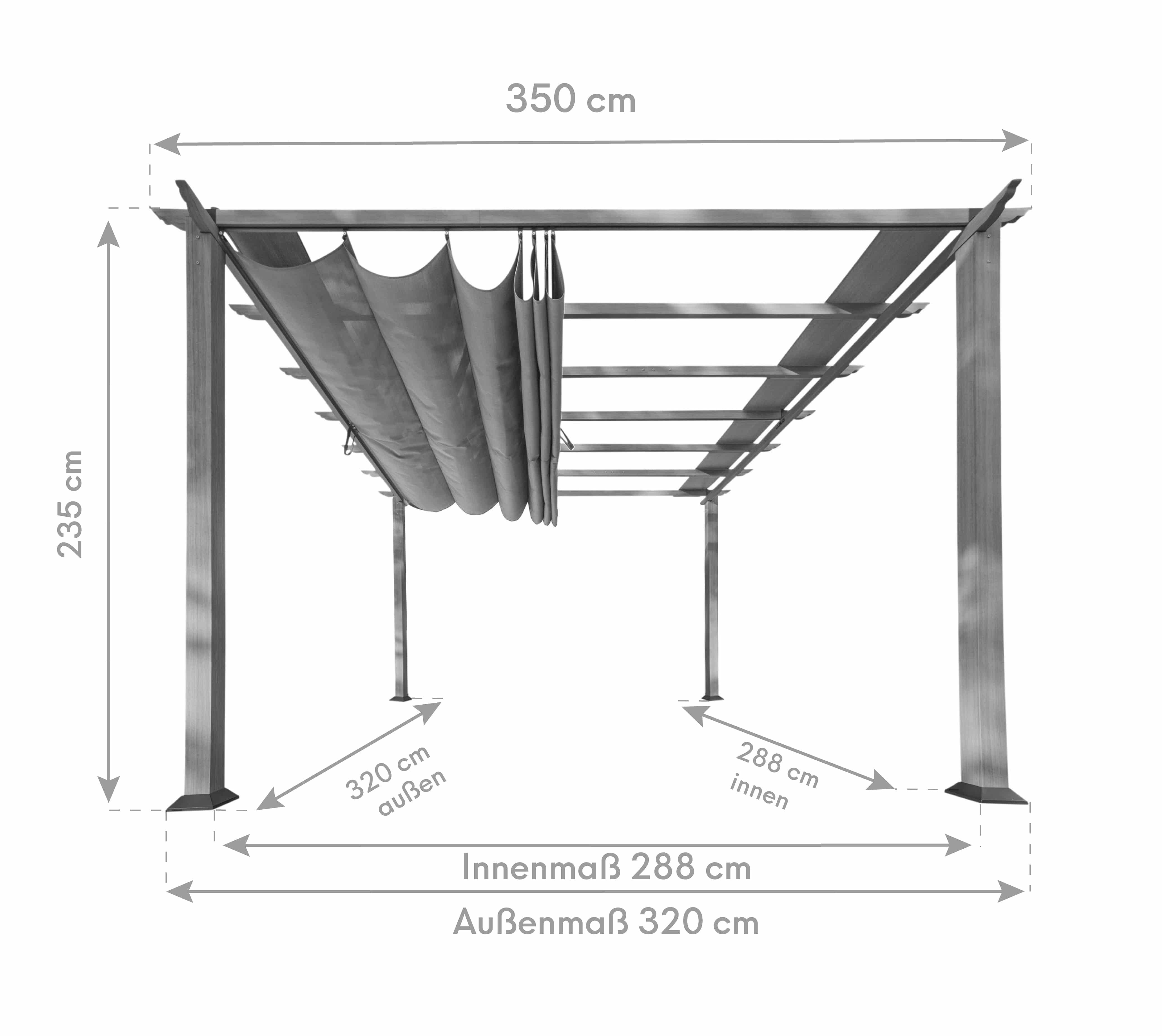 Paragon Outdoor Aluminium Pergola Florida 1111 - Houtlook - 350x350x235cm - donkerbruin