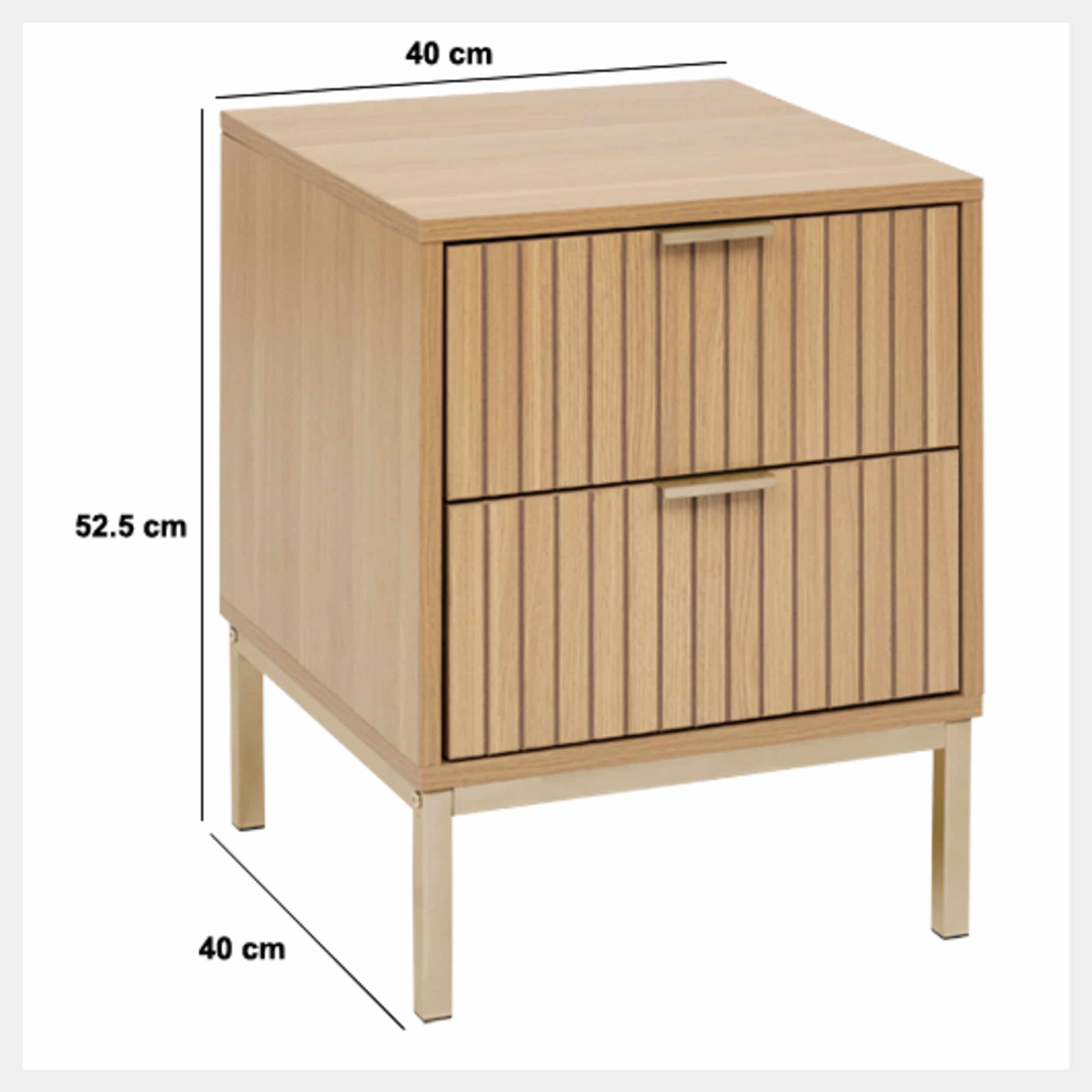 5Five® Nachtkastje Tasso met Paneelfront met 2 Lades - Bruin
