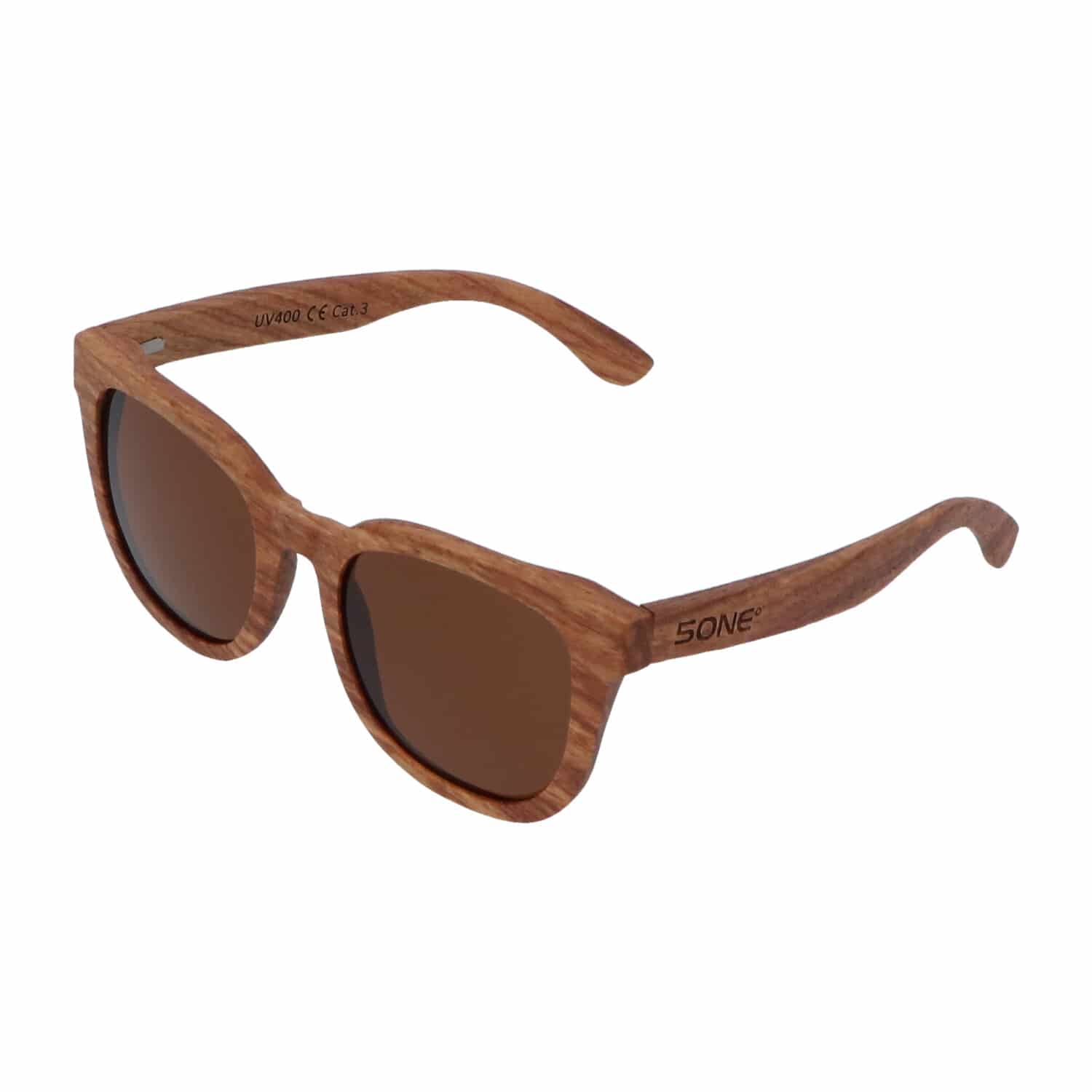5one® Rome Kosso hout zonnebril met bruine lens - zonnebril voor dames
