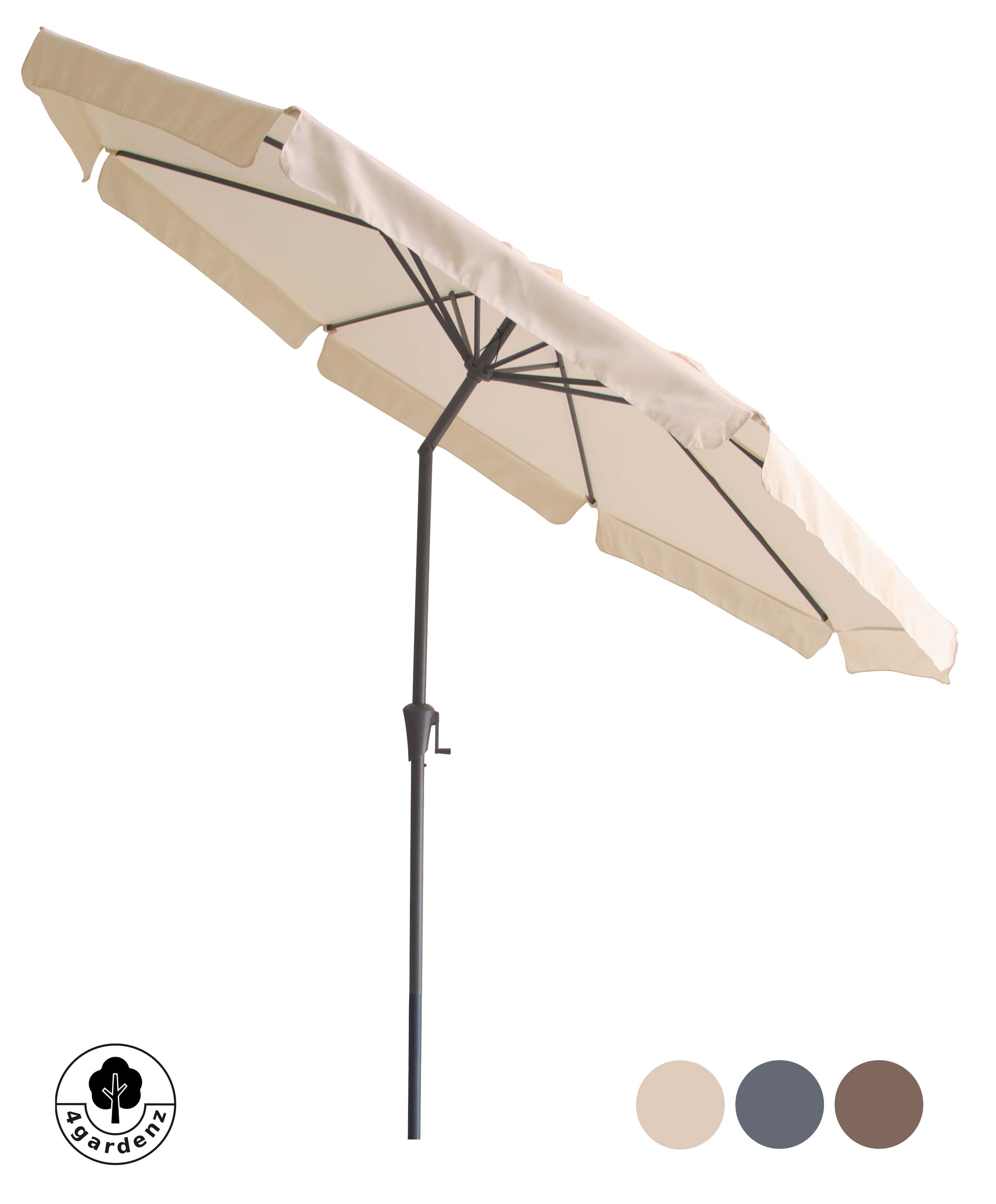 4gardenz® Parasol Rond 300 cm met Volant - Kantelbaar - UPF50+ - Creme