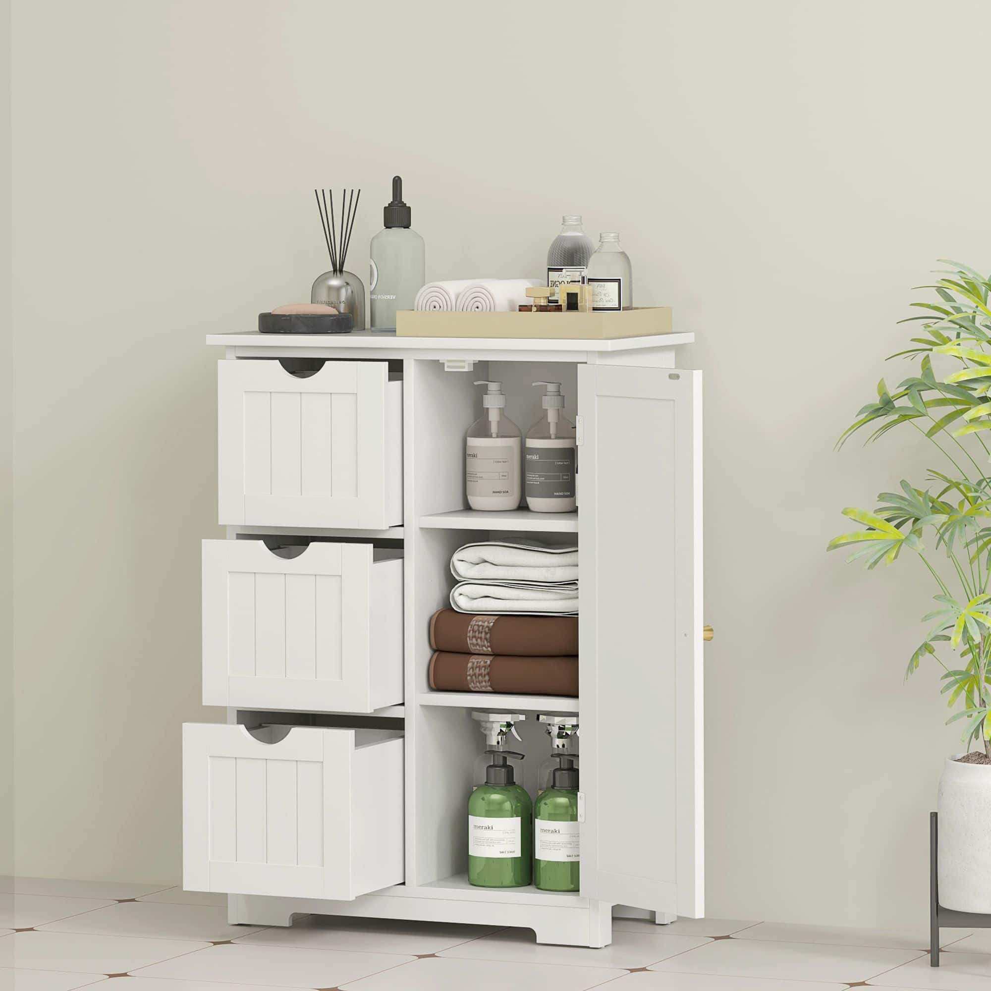 4goodz Buffetkast Badkamer Ladekast, 3 Laden, 3 Planken, MDF, Wit