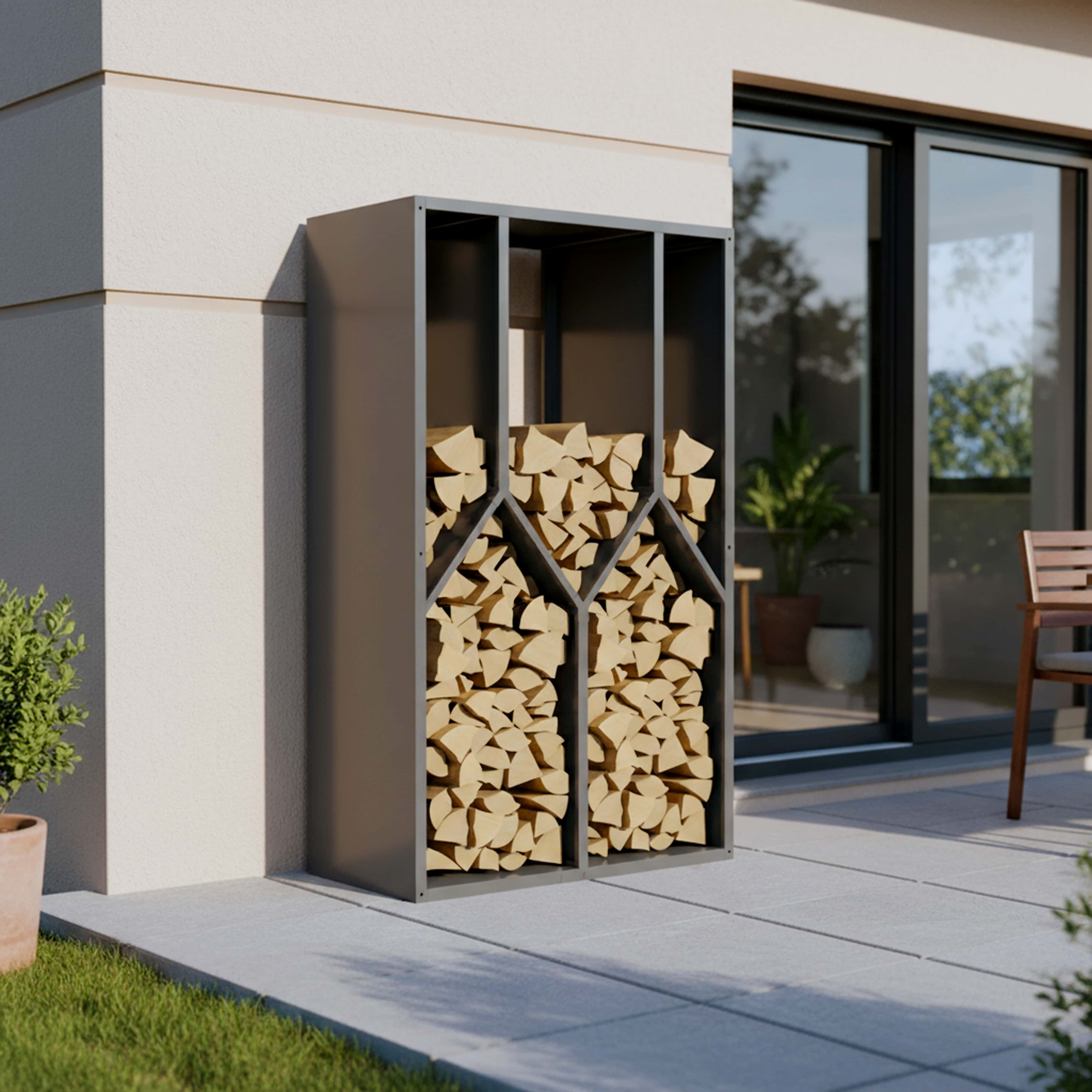 Westmann Castra B - Houtopslag Houtrek 95x50x160 cm - Antraciet