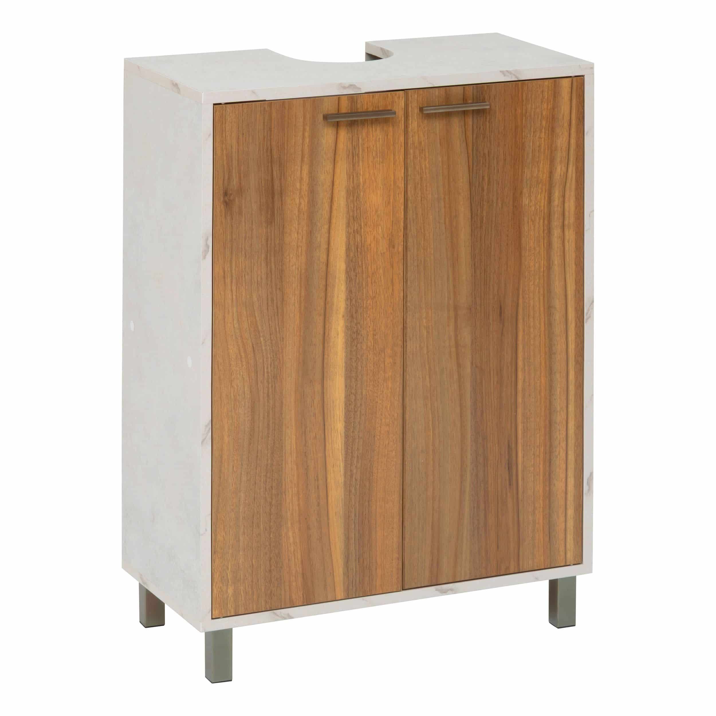 4bathroomz Wastafel Onderkast met Uitsparing Lugano - marmer/houtlook 4bathroomz Wastafel Onderkast met Uitsparing Lugano - marmer/houtlook