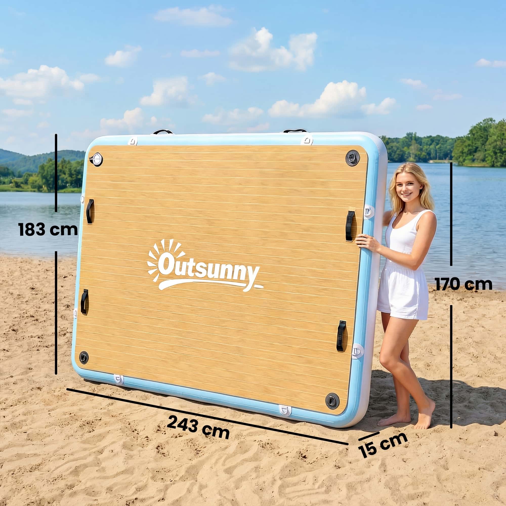 4goodz Opblaasbaar Zwemplatform 2,4x1,8m - 4-6 Personen met Antislip Oppervlak 4goodz Opblaasbaar Zwemplatform 2,4x1,8m - 4-6 Personen met Antislip Oppervlak